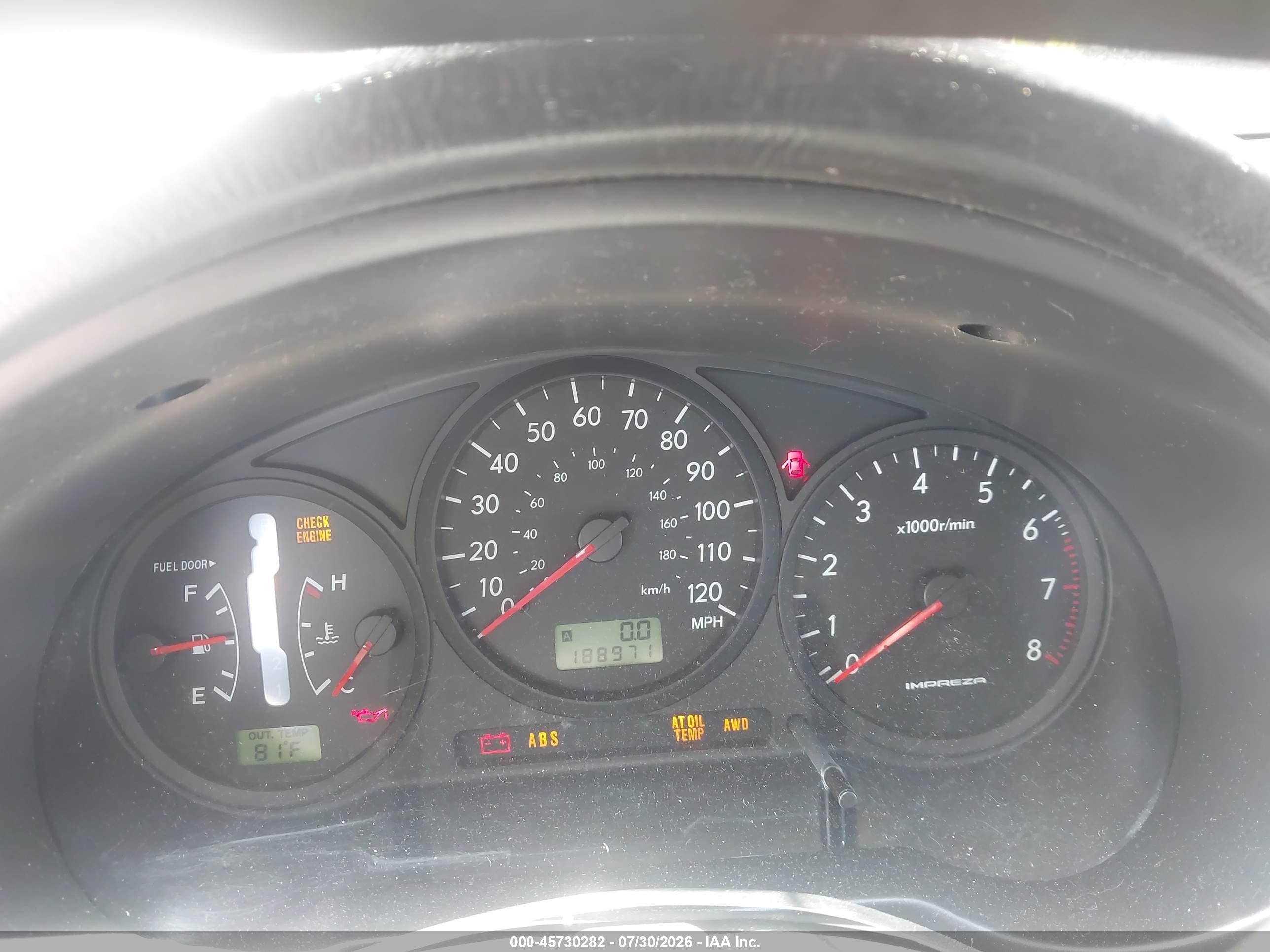 2007 Subaru Impreza 2.5i Gray vin: JF1GG61647H815075