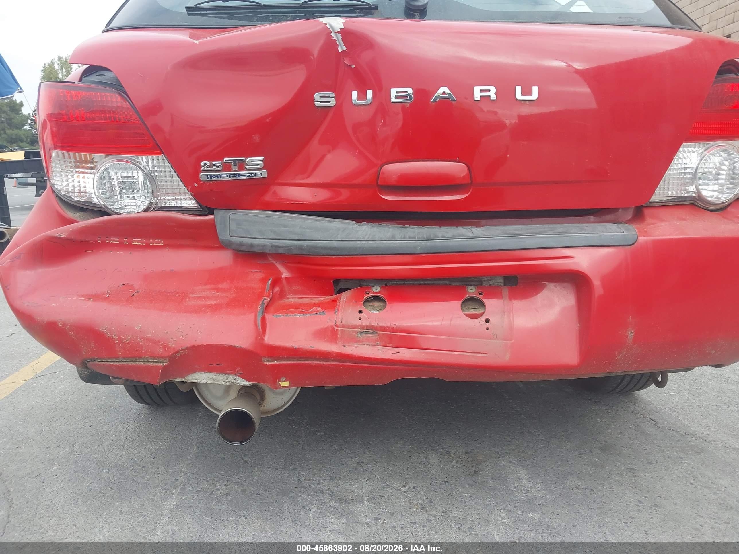2004 Subaru Impreza 2.5ts Red vin: JF1GG65514H804662