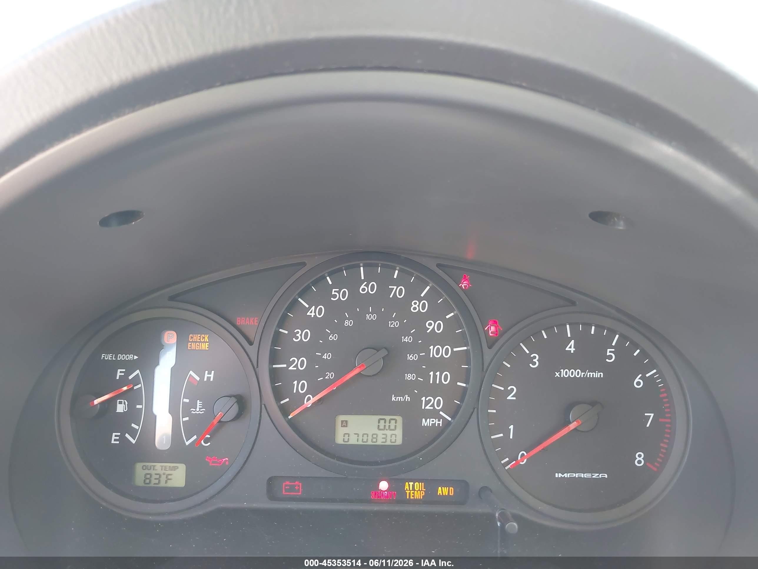 2006 Subaru Impreza 2.5i Blue vin: JF1GG67616H811605