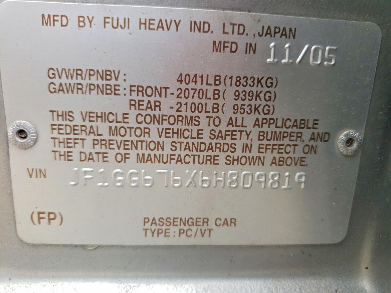 2006 Subaru Impreza 2.5i Sports Wagon Silver vin: JF1GG676X6H809819
