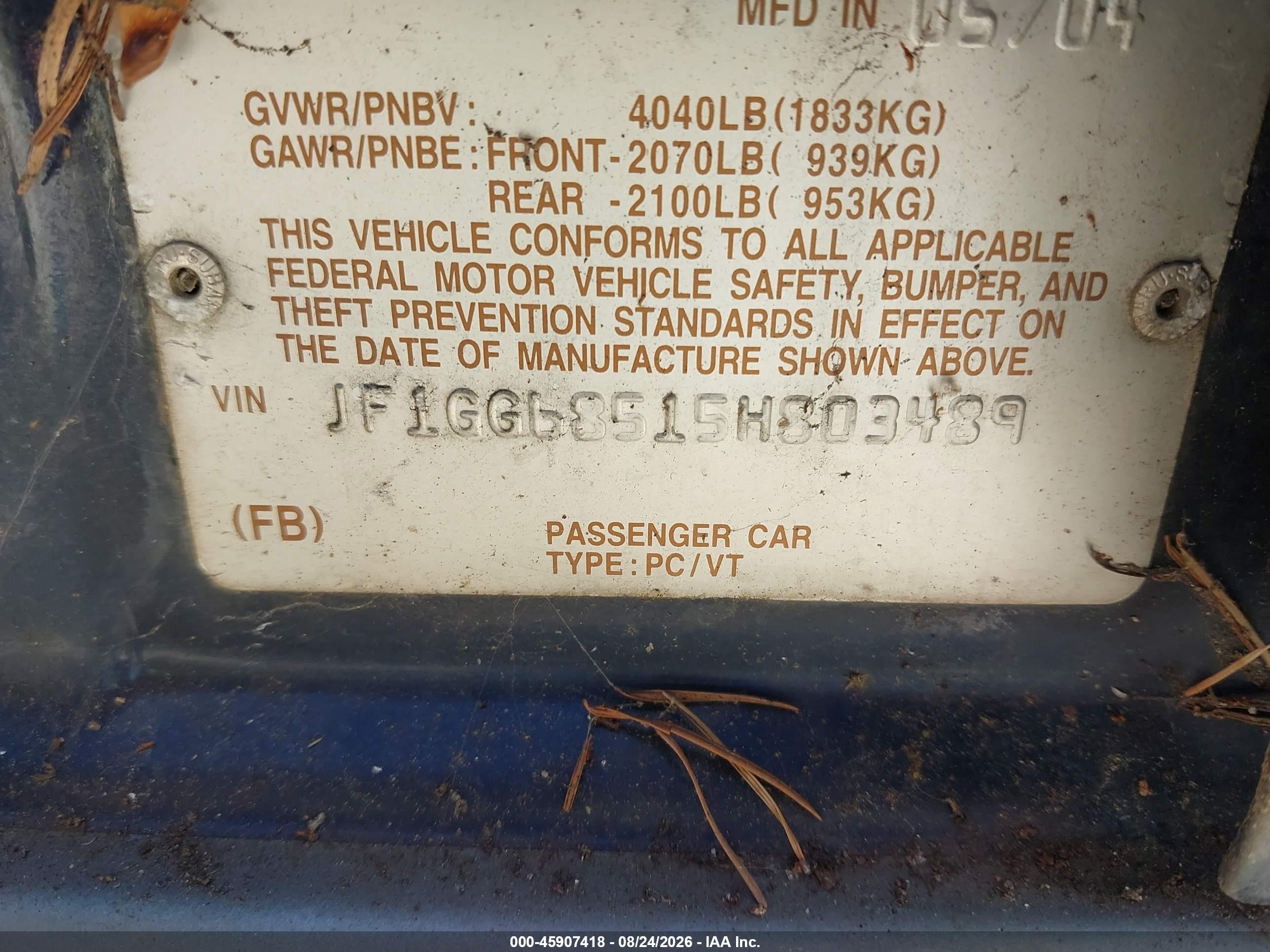 2005 Subaru Impreza Outback Sport Base W/special Edition Blue vin: JF1GG68515H803489