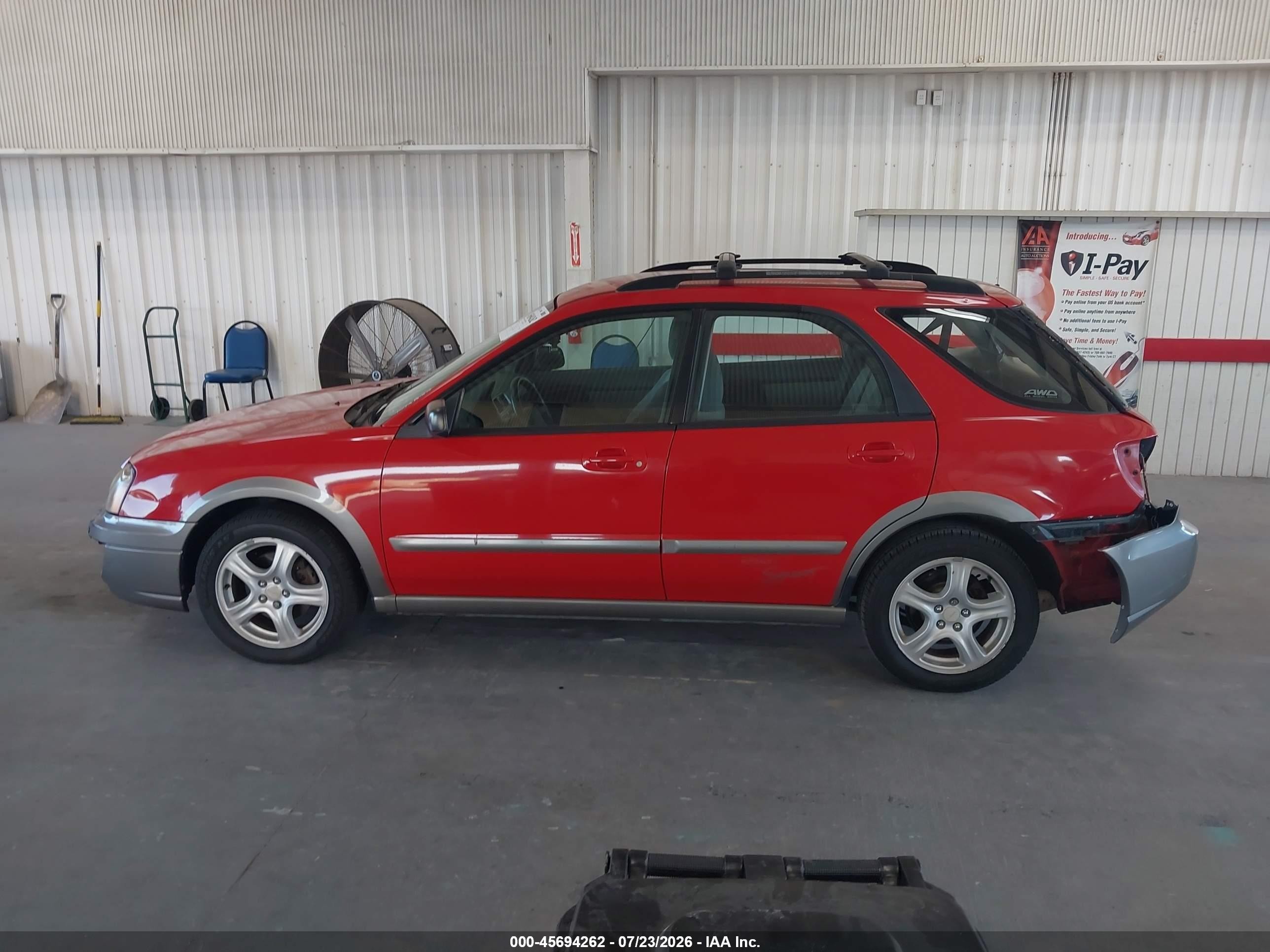2004 Subaru Impreza Outback Sport   Red vin: JF1GG68554H810010