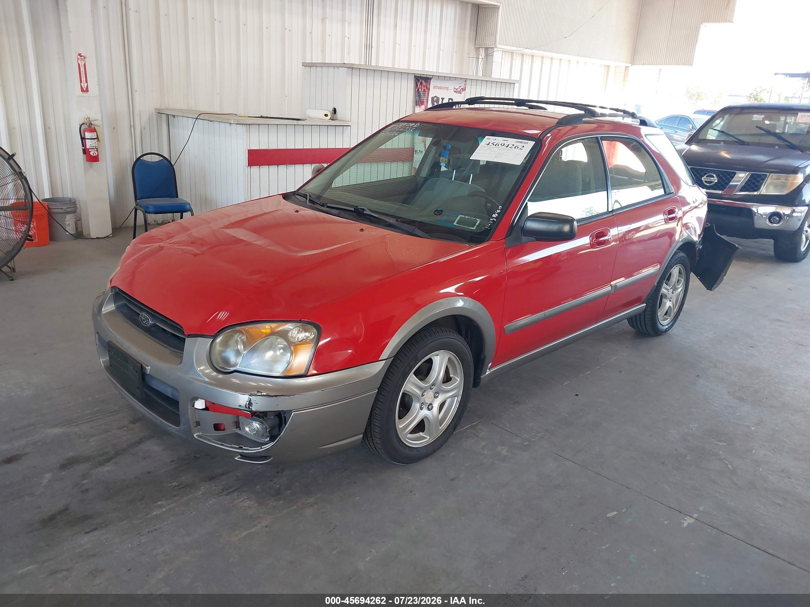 2004 Subaru Impreza Outback Sport   Red vin: JF1GG68554H810010