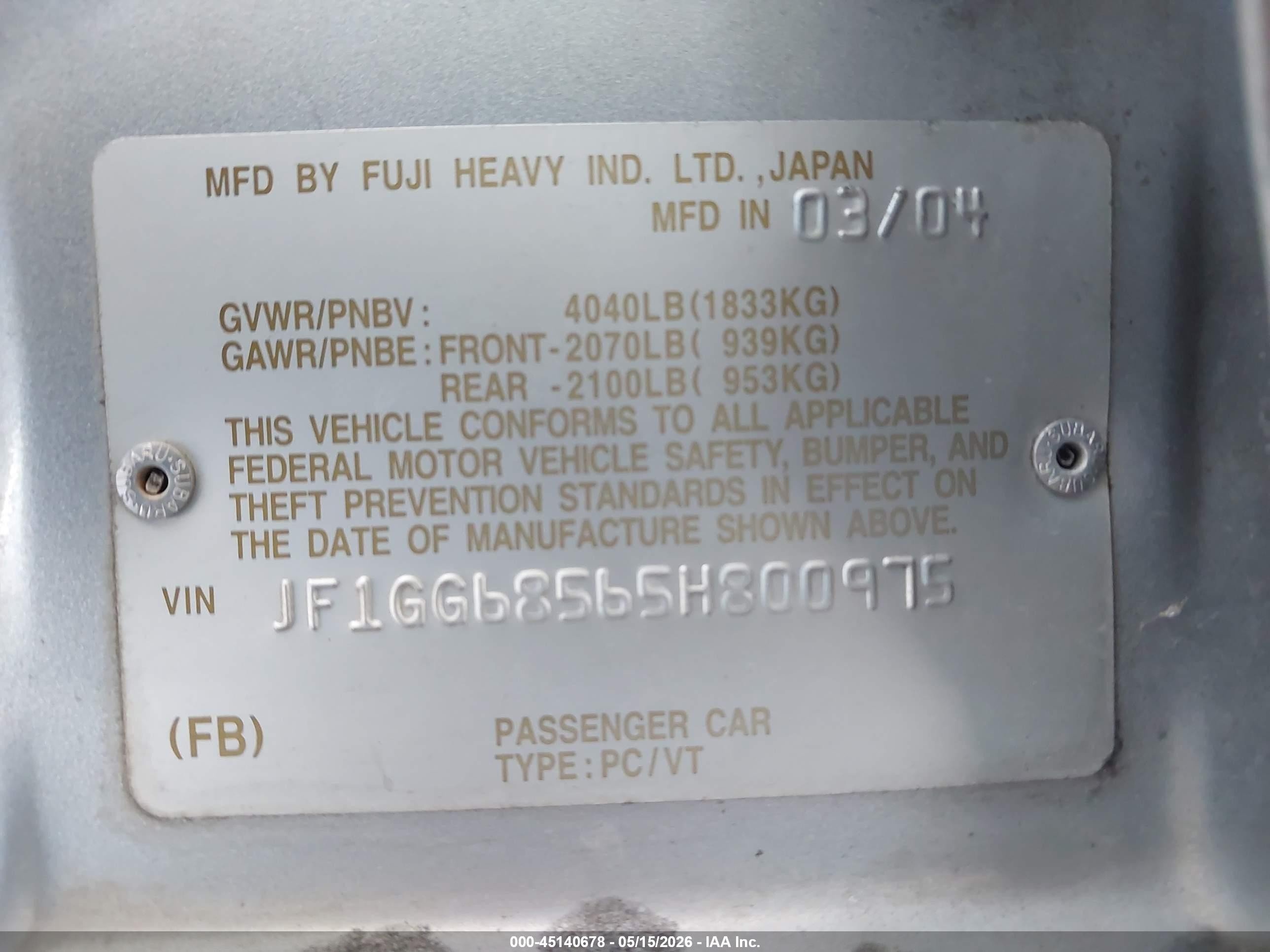 2005 Subaru Impreza Outback Sport Base W/special Edition Серебряный vin: JF1GG68565H800975