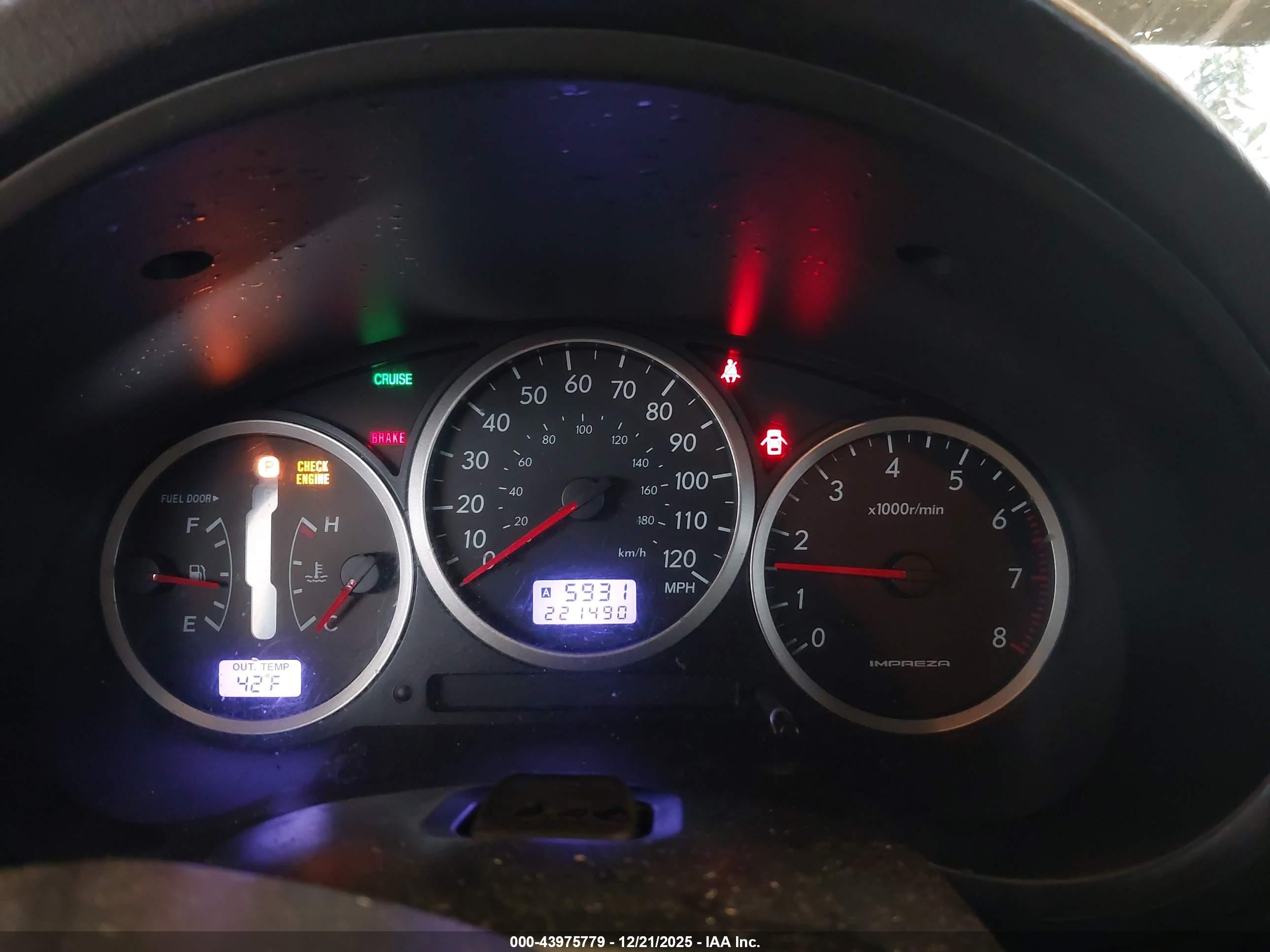 2005 Subaru Impreza Outback Sport Base W/special Edition Green vin: JF1GG68565H809966