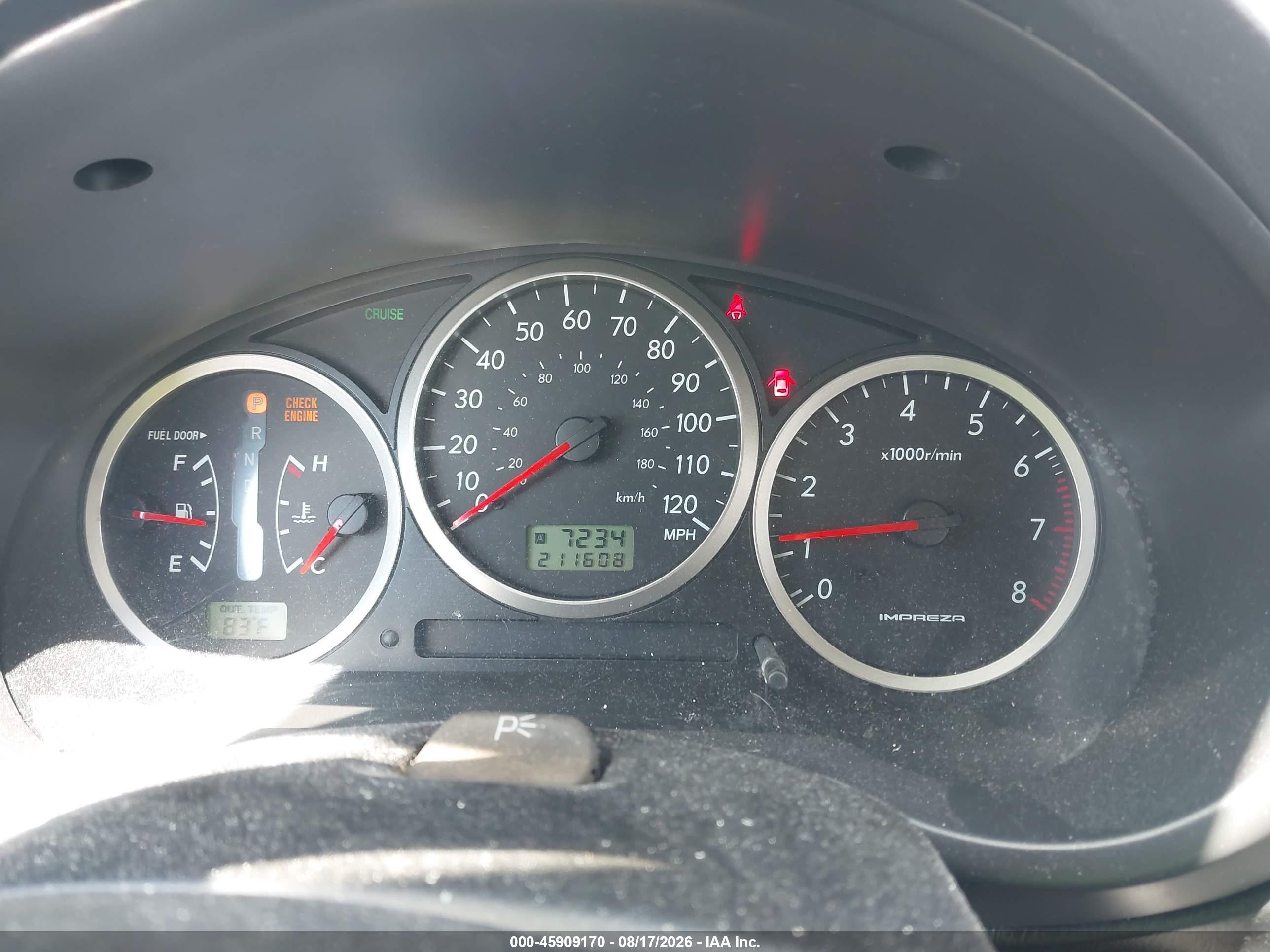 2006 Subaru Impreza Outback Sport   Green vin: JF1GG68616H803549