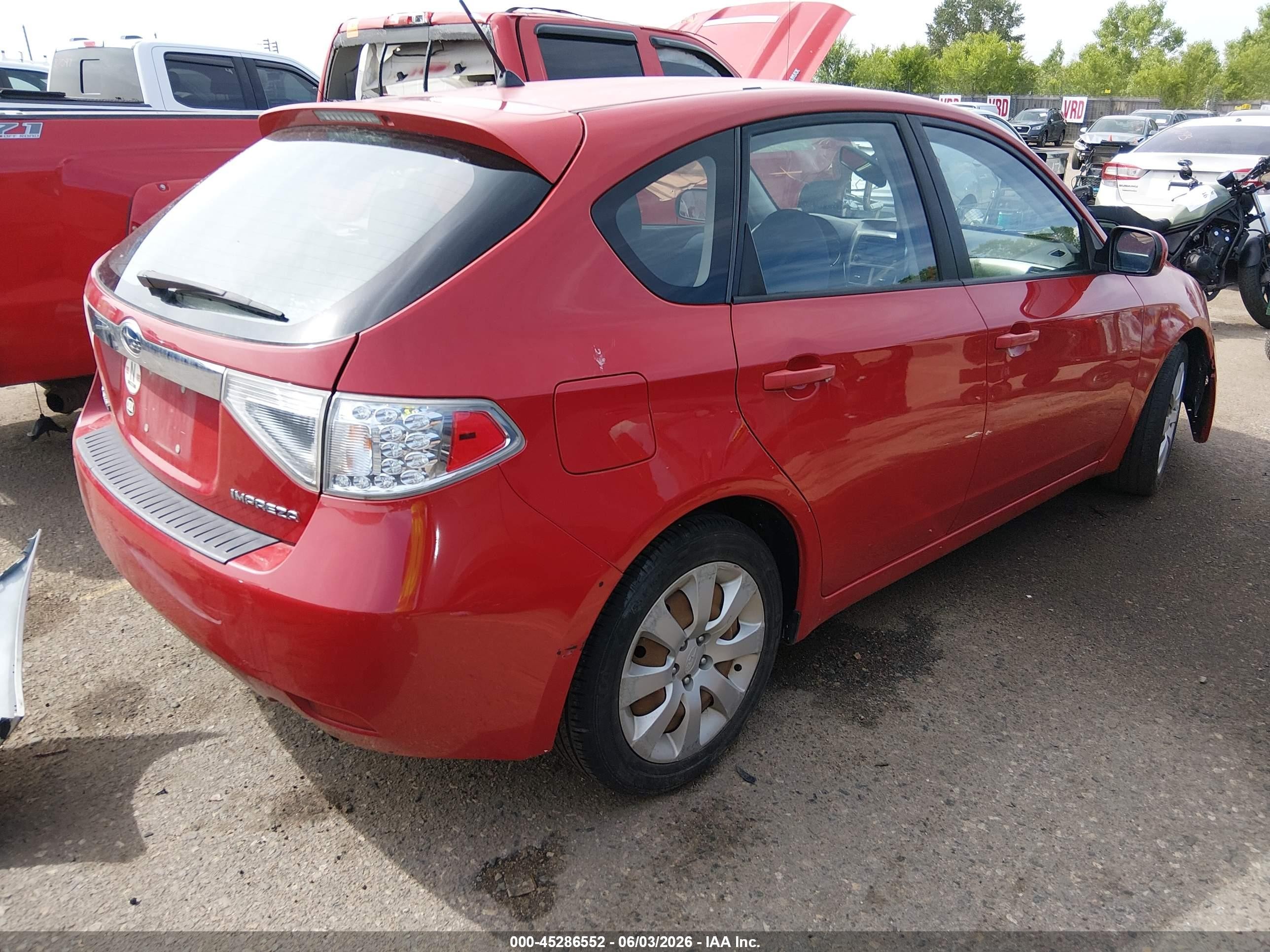 2009 Subaru Impreza 2.5i Red vin: JF1GH61689H803768