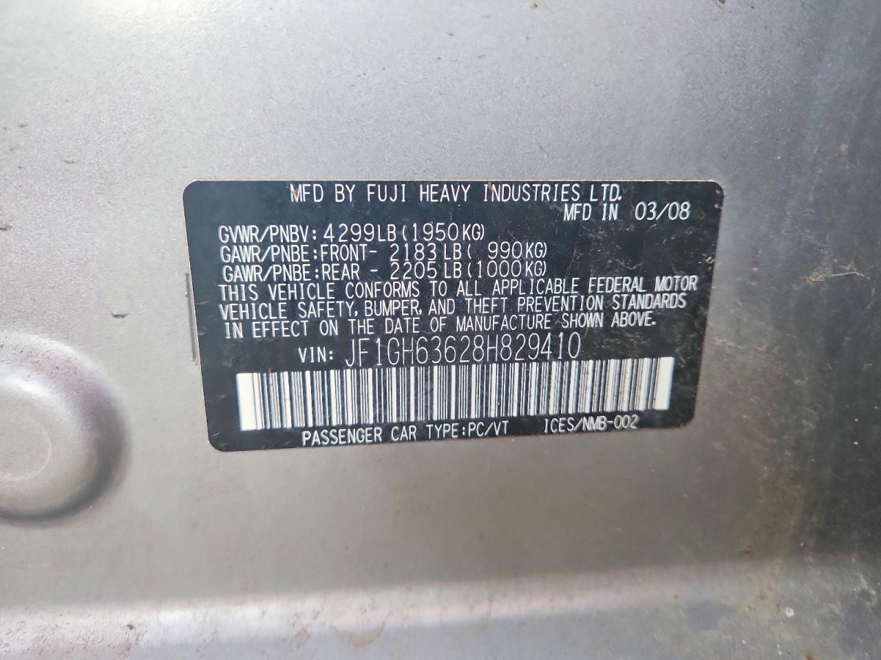 2008 Subaru Impreza Outback Sport Серебряный vin: JF1GH63628H829410