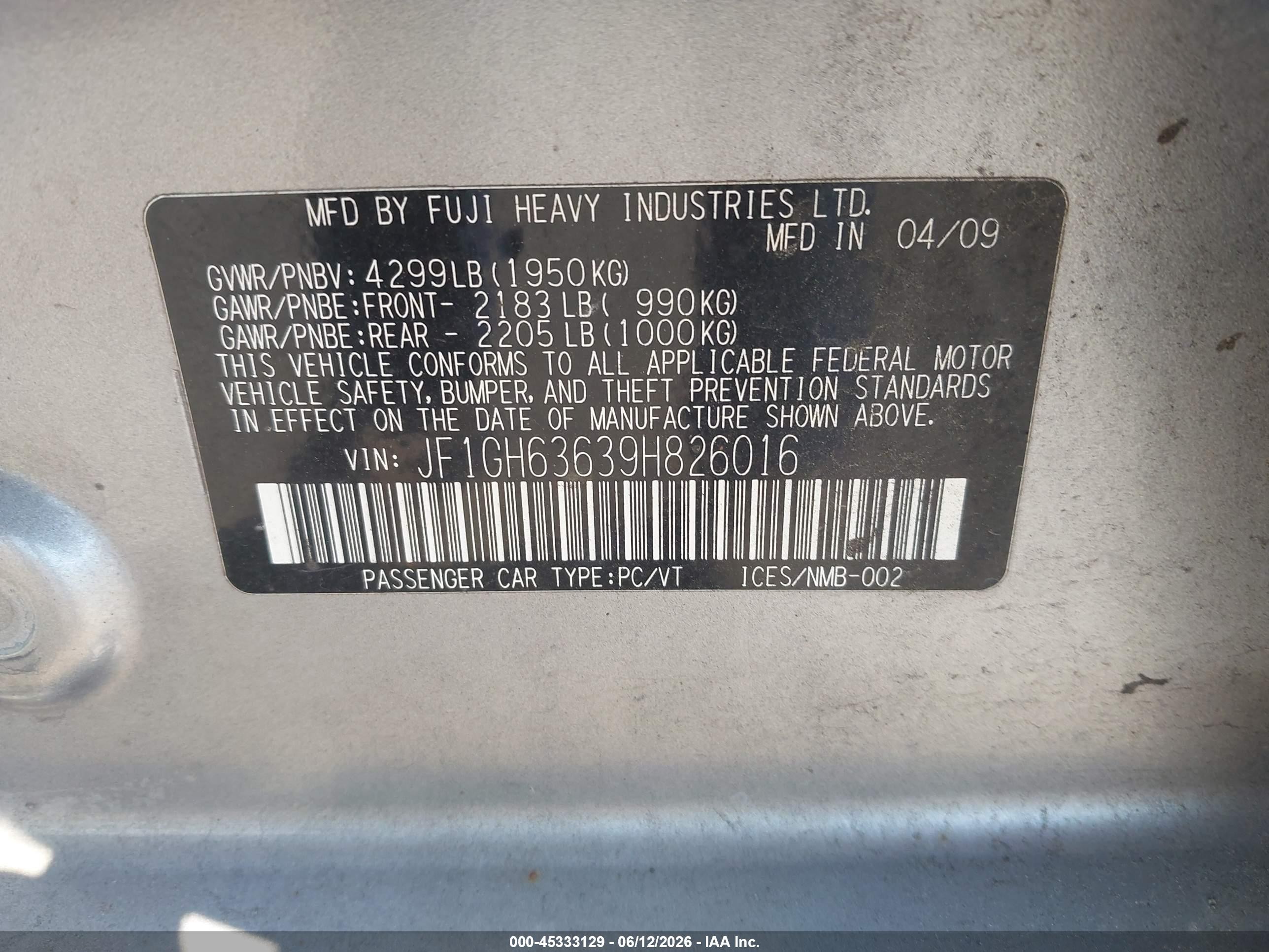 2009 Subaru Impreza Outback Sport   Silver vin: JF1GH63639H826016