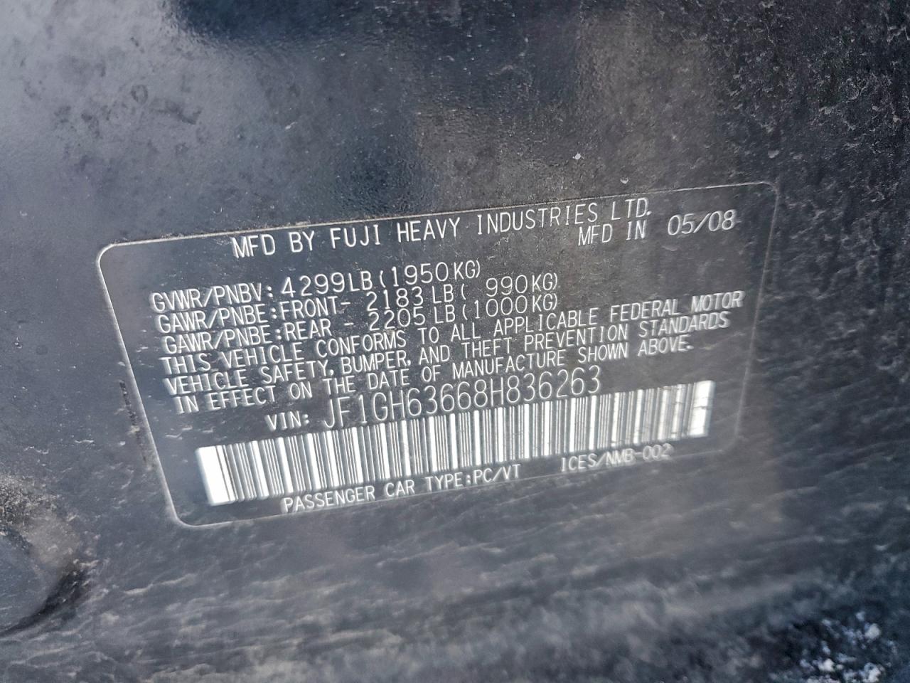 2008 Subaru Impreza Outback Sport Черный vin: JF1GH63668H836263