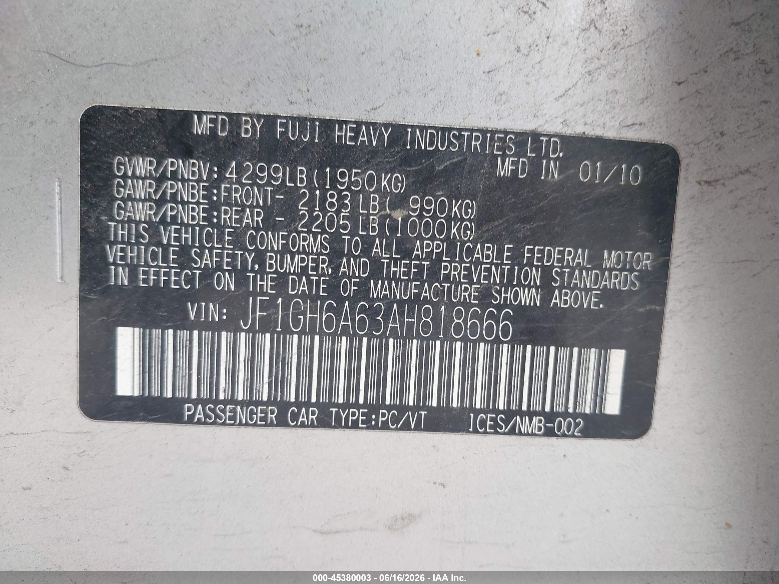 2010 Subaru Impreza 2.5i Серебряный vin: JF1GH6A63AH818666