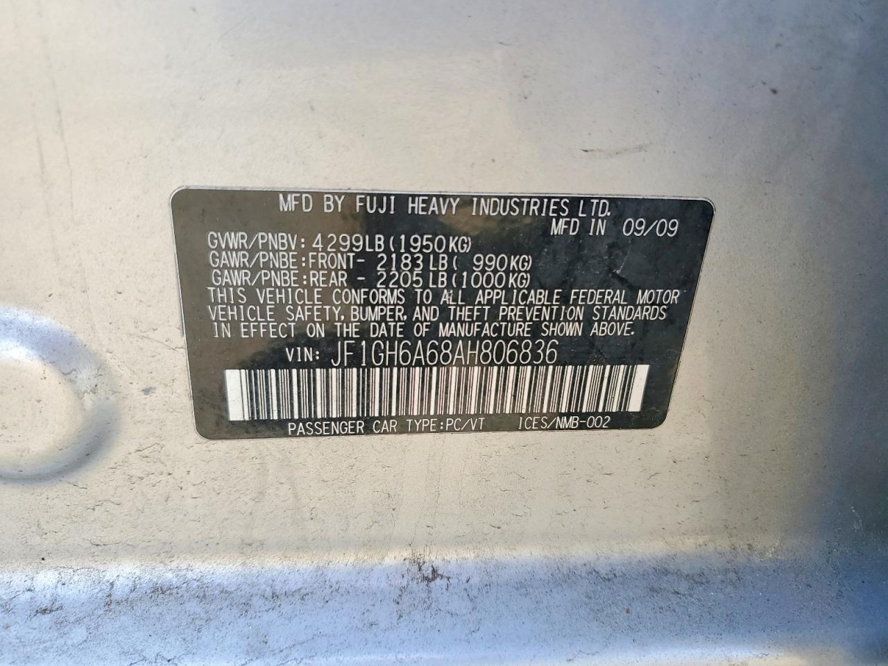 2010 Subaru Impreza 2.5i Silver vin: JF1GH6A68AH806836