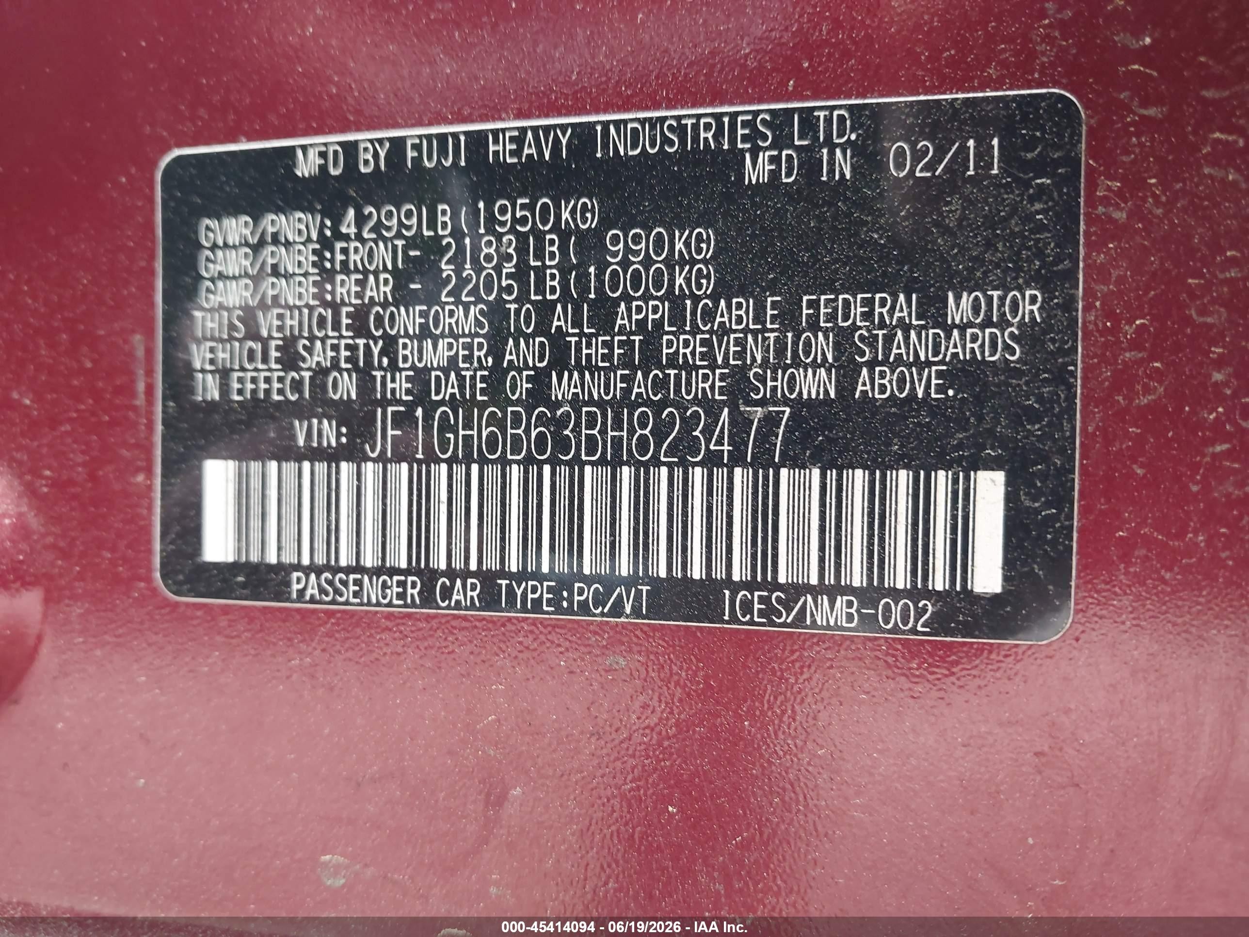 2011 Subaru Impreza 2.5i Premium Red vin: JF1GH6B63BH823477