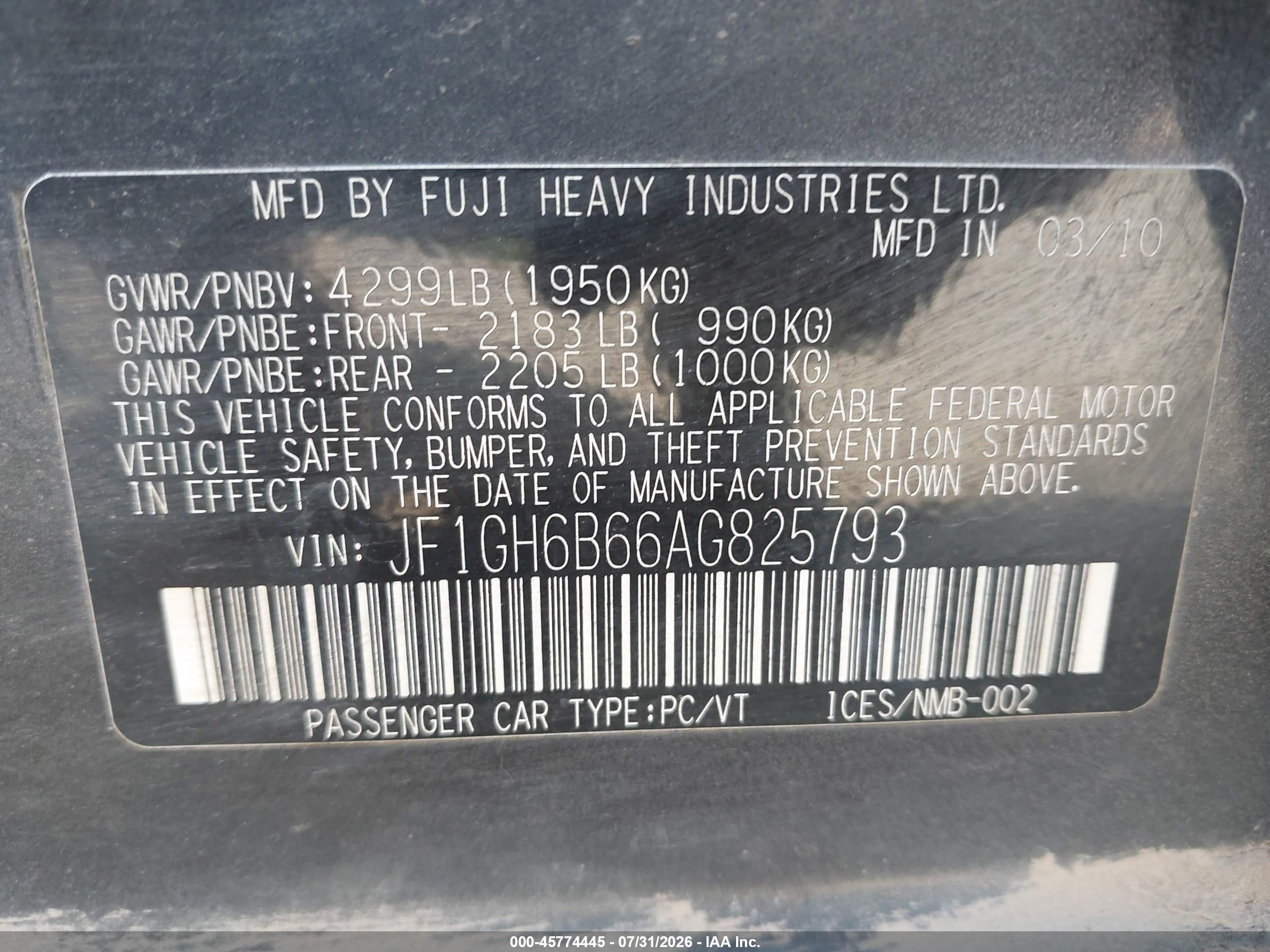 2010 Subaru Impreza 2.5i Premium Black vin: JF1GH6B66AG825793