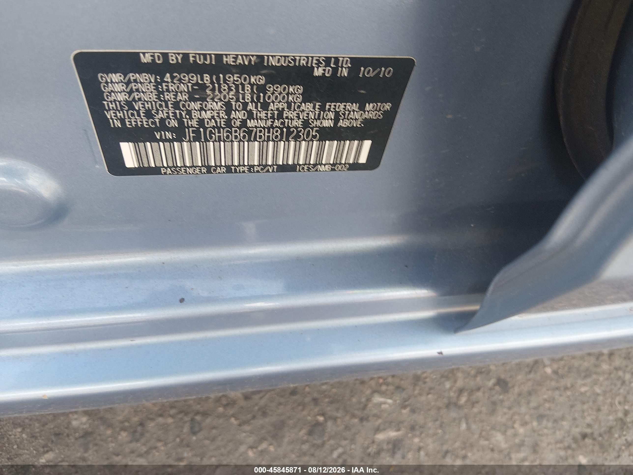 2011 Subaru Impreza 2.5i Premium Blue vin: JF1GH6B67BH812305