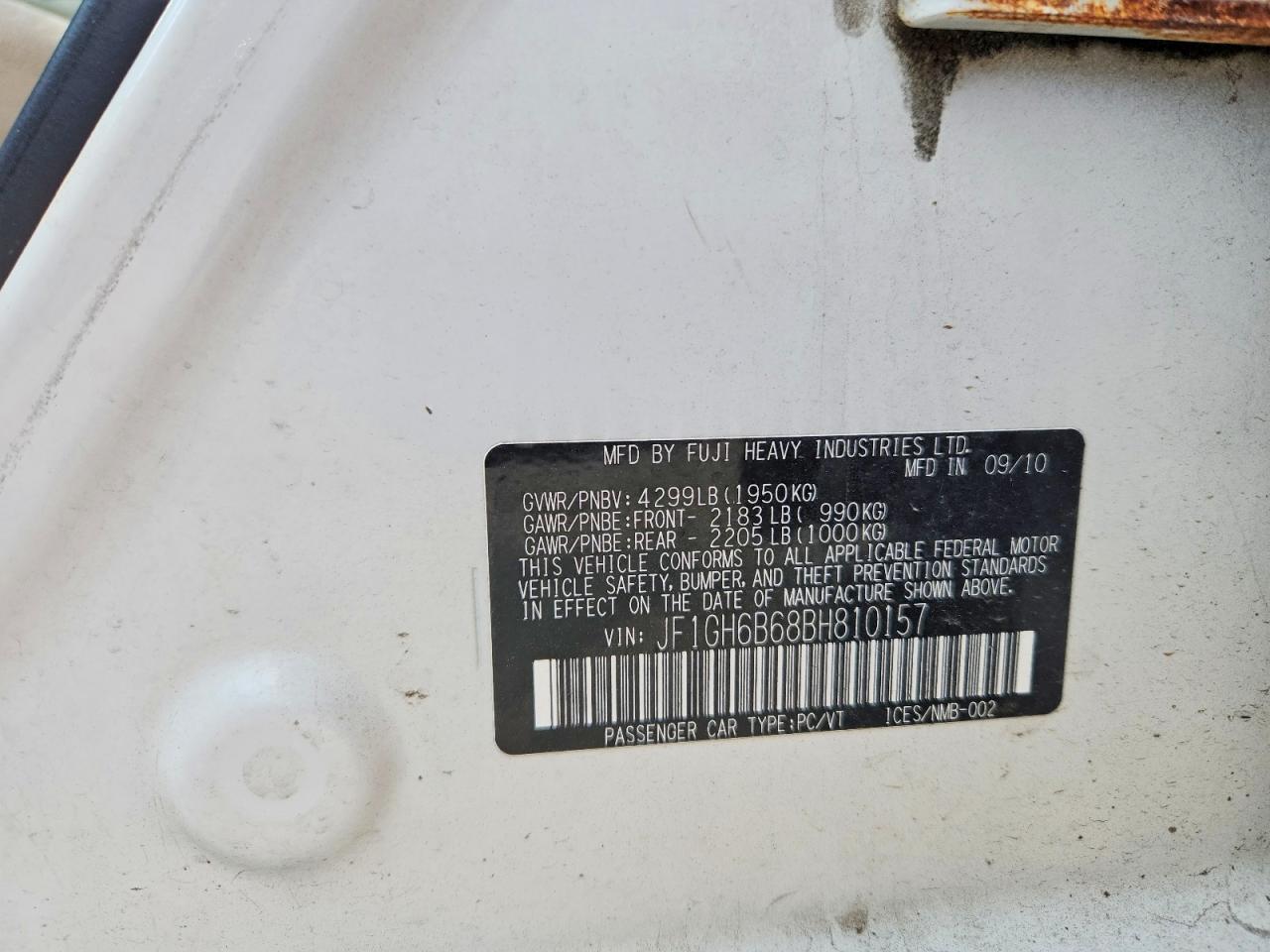 2011 Subaru Impreza 2.5i Premium White vin: JF1GH6B68BH810157