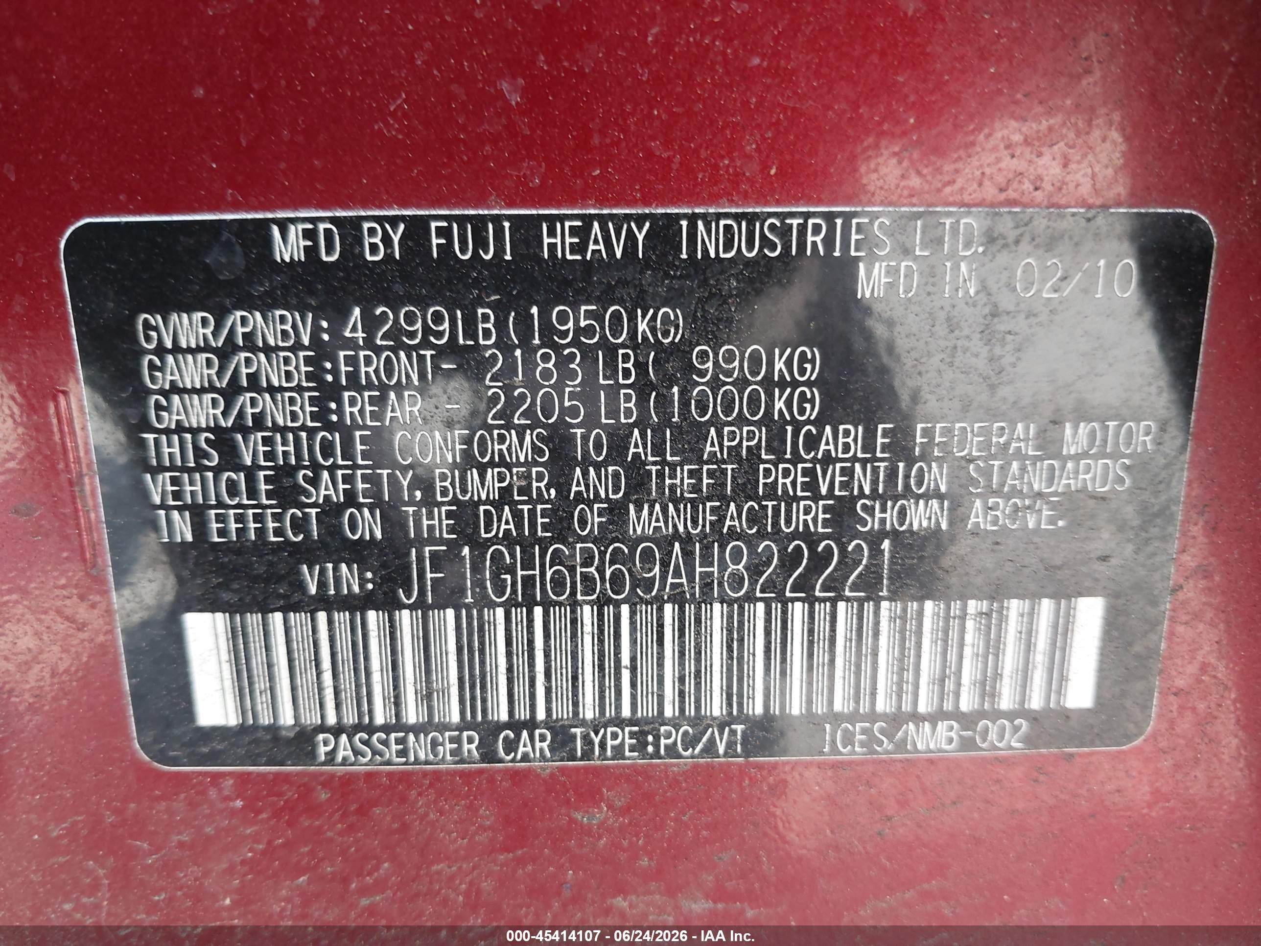 2010 Subaru Impreza 2.5i Premium Красный vin: JF1GH6B69AH822221