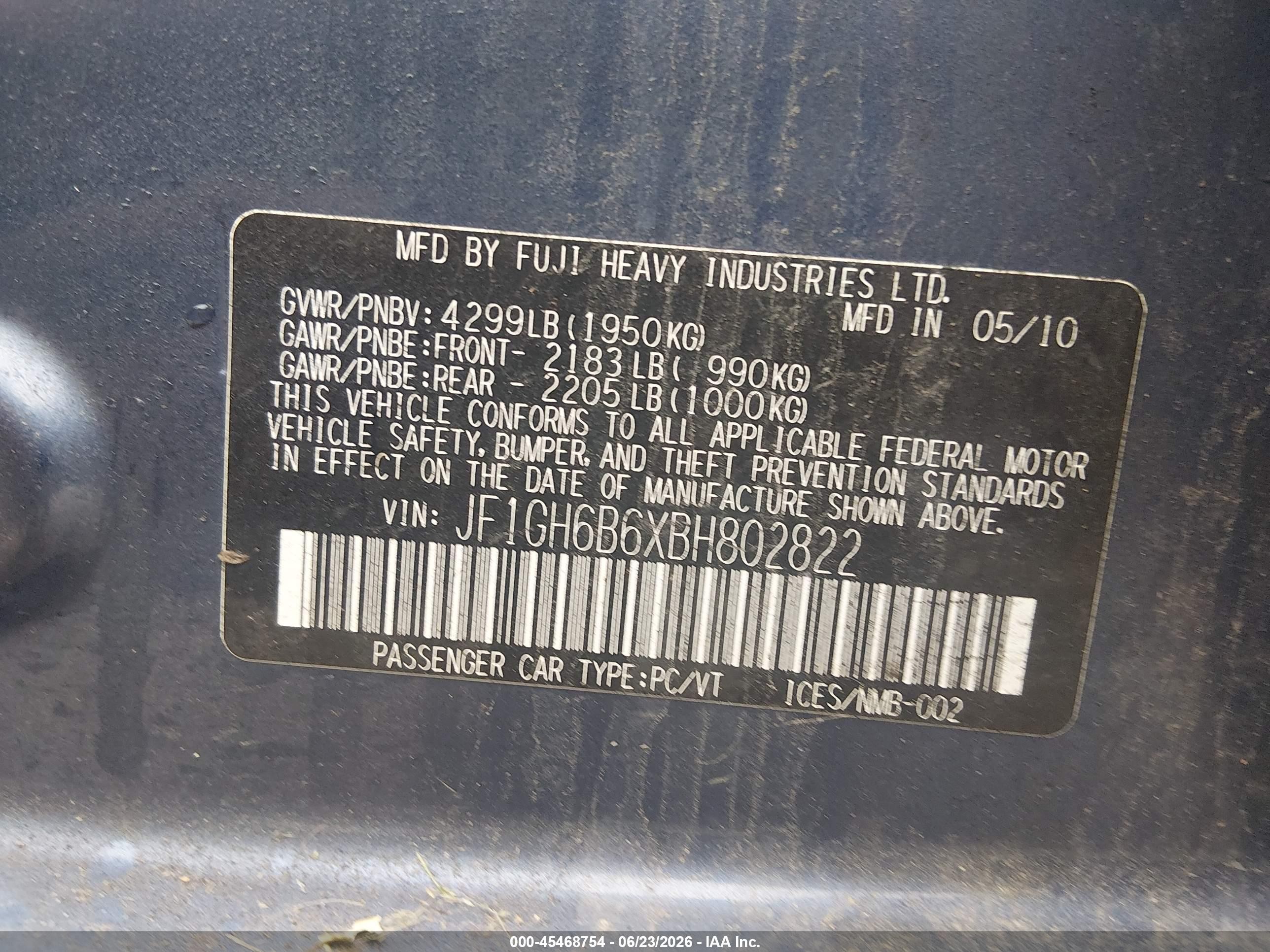 2011 Subaru Impreza 2.5i Premium Синий vin: JF1GH6B6XBH802822