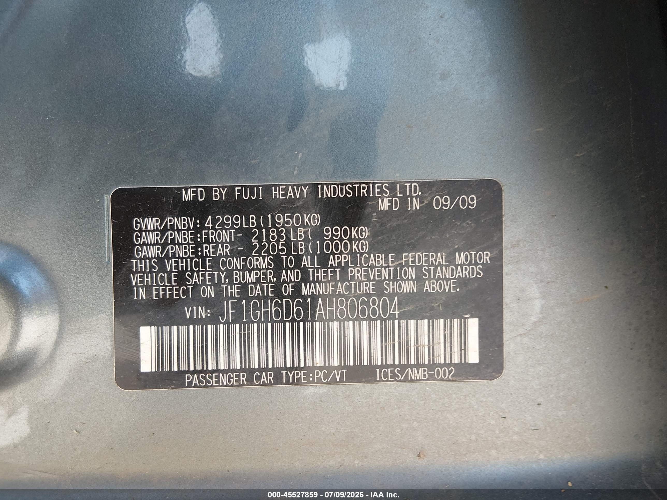 2010 Subaru Impreza Outback Sport   Blue vin: JF1GH6D61AH806804