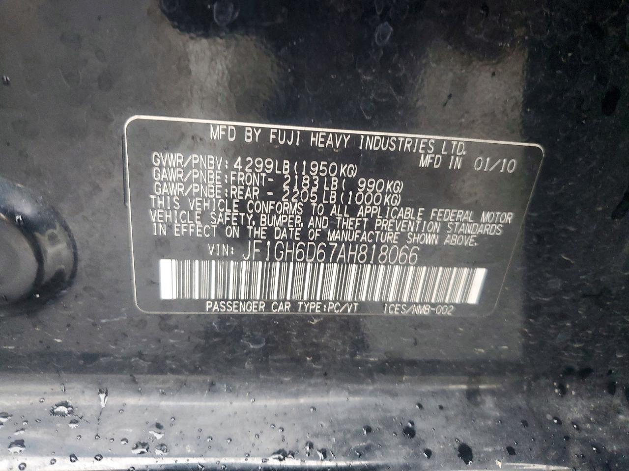 2010 Subaru Impreza Outback Sport Black vin: JF1GH6D67AH818066
