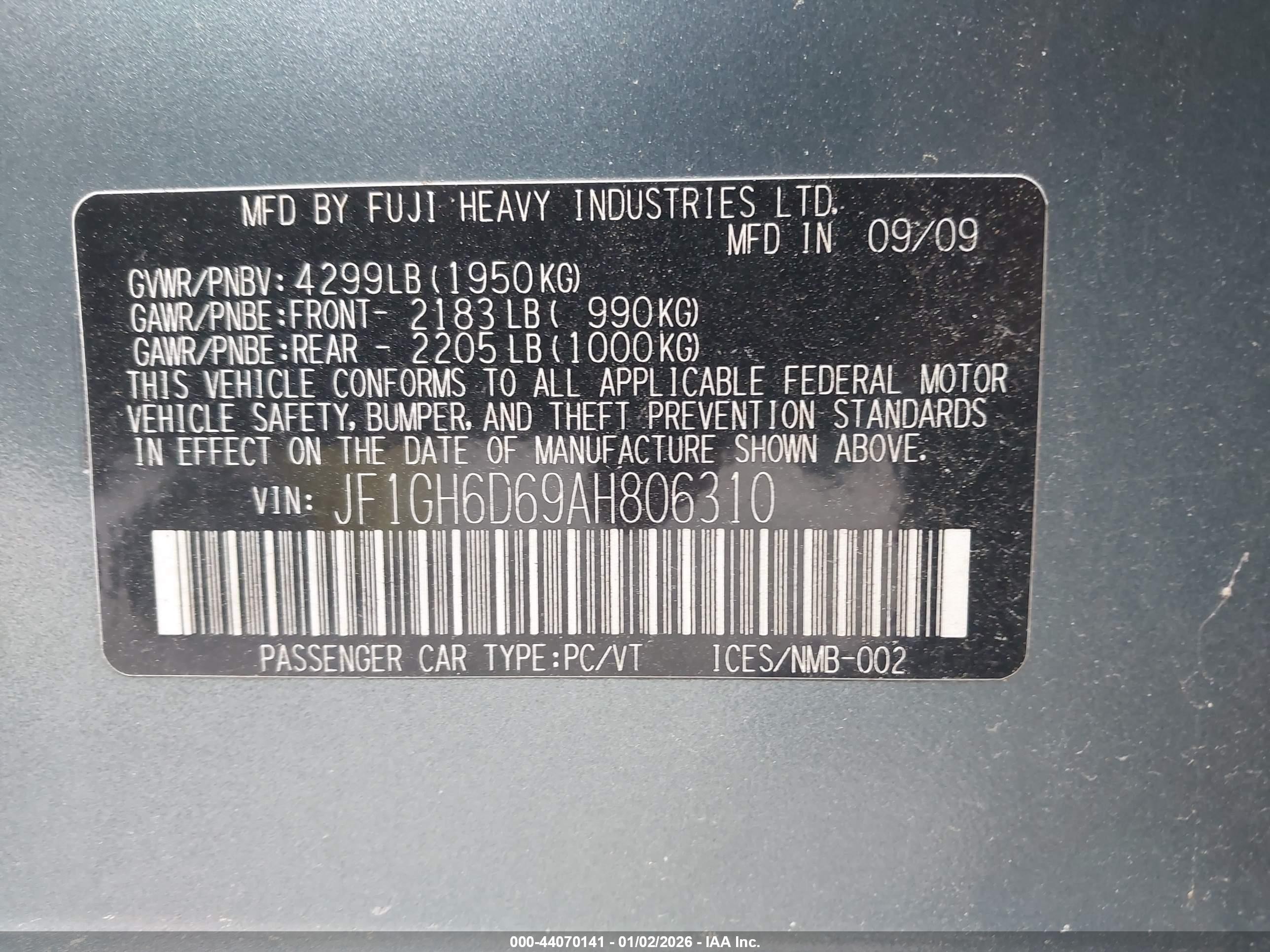 2010 Subaru Impreza Outback Sport   Green vin: JF1GH6D69AH806310