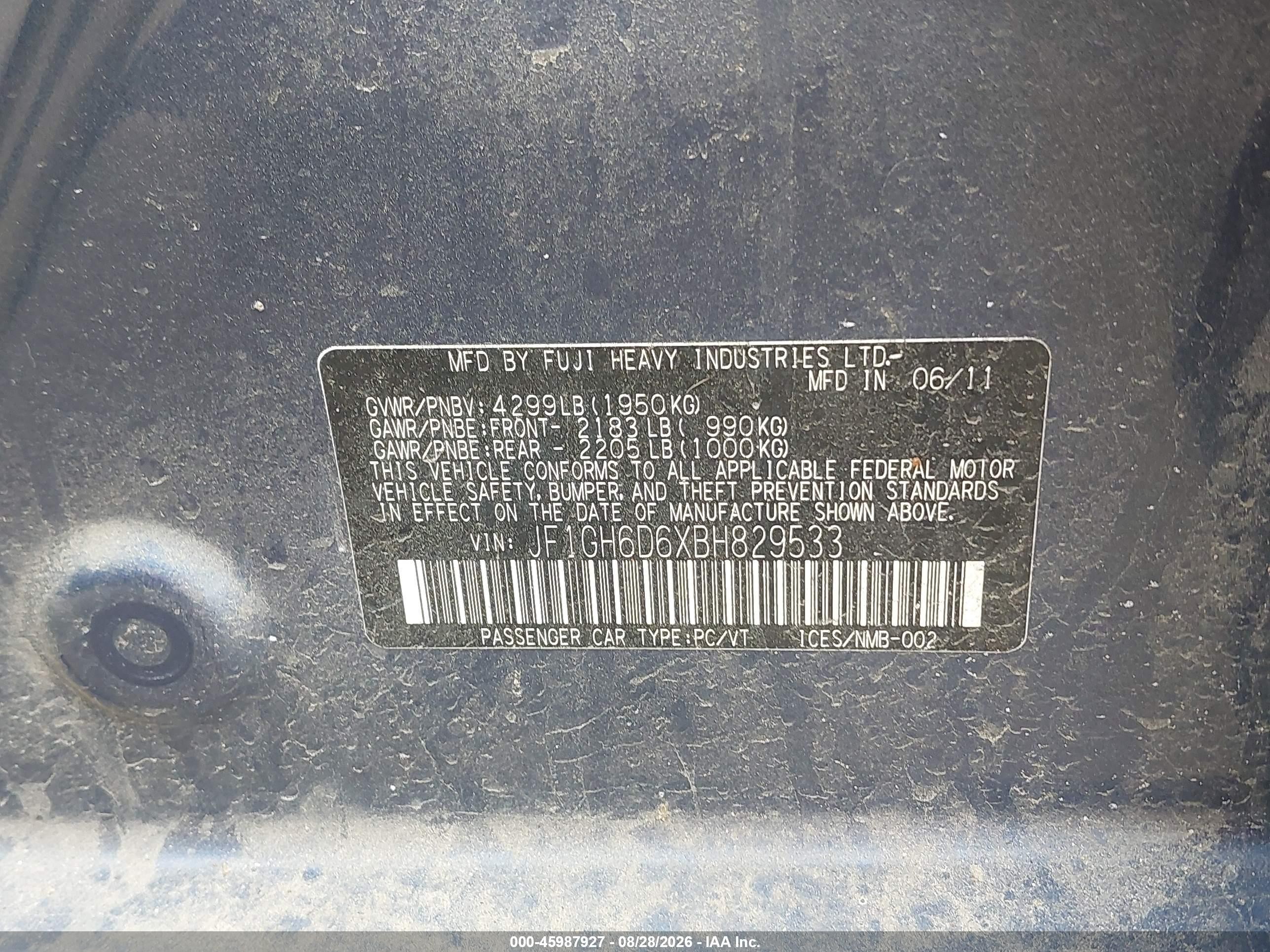 2011 Subaru Impreza Outback Sport   Blue vin: JF1GH6D6XBH829533