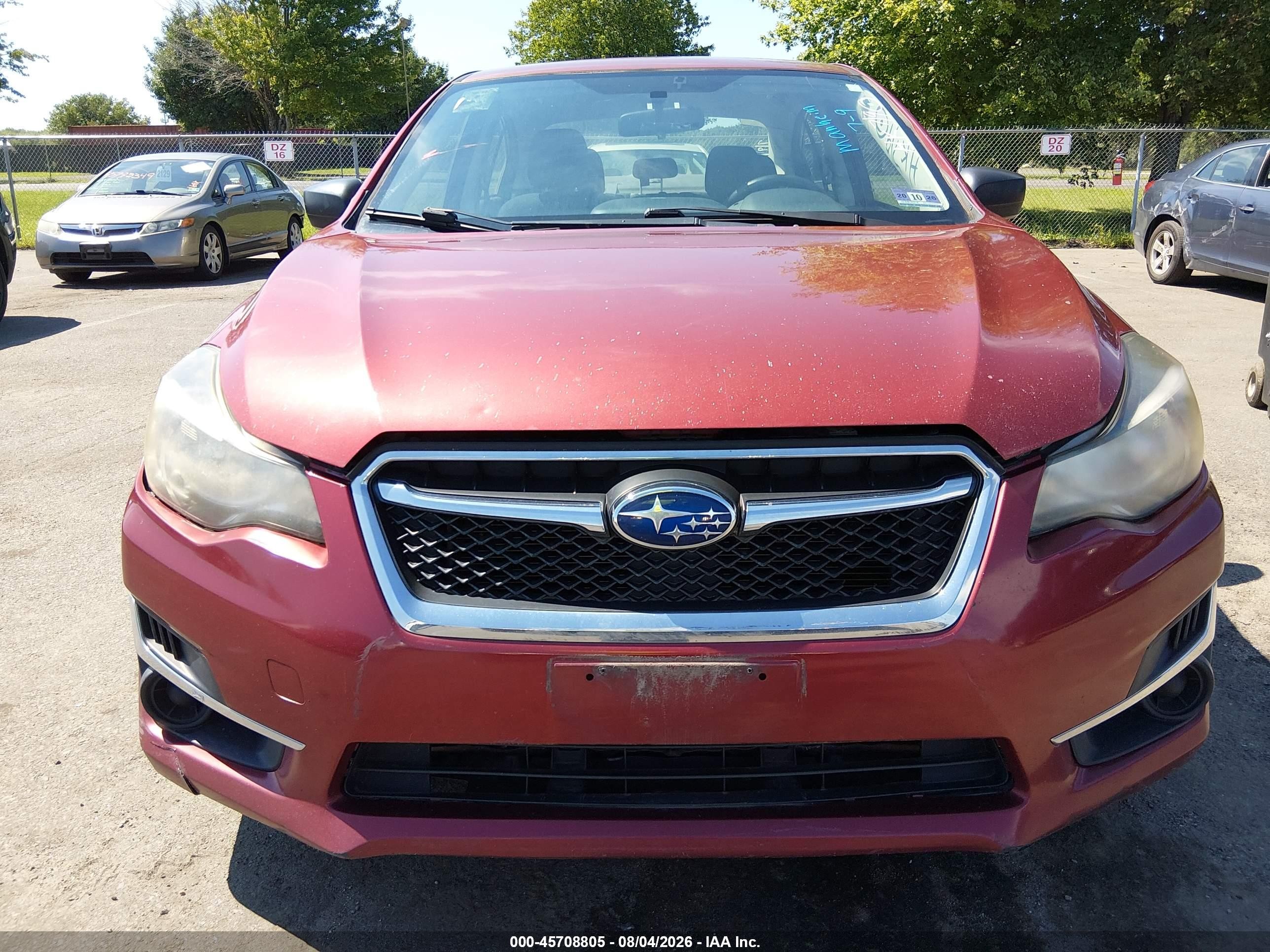 2015 Subaru Impreza 2.0i Красный vin: JF1GJAA60FH017546