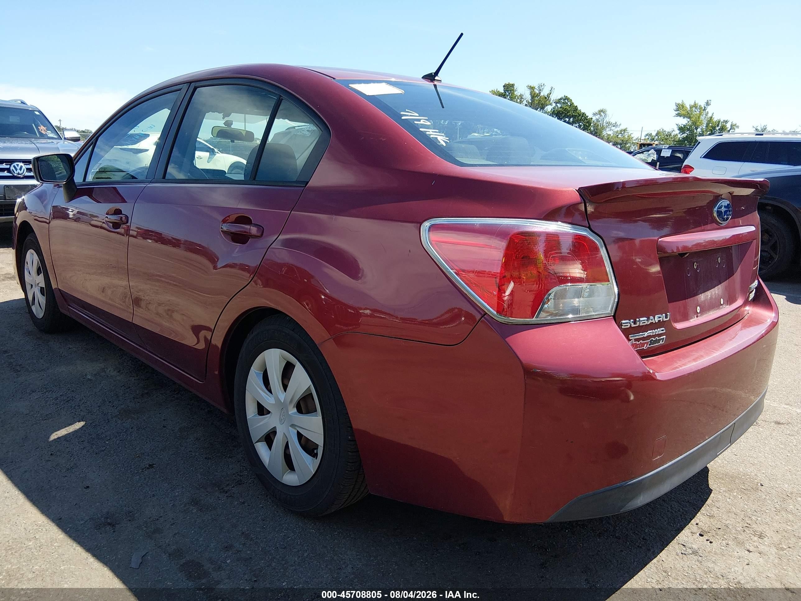 2015 Subaru Impreza 2.0i Красный vin: JF1GJAA60FH017546