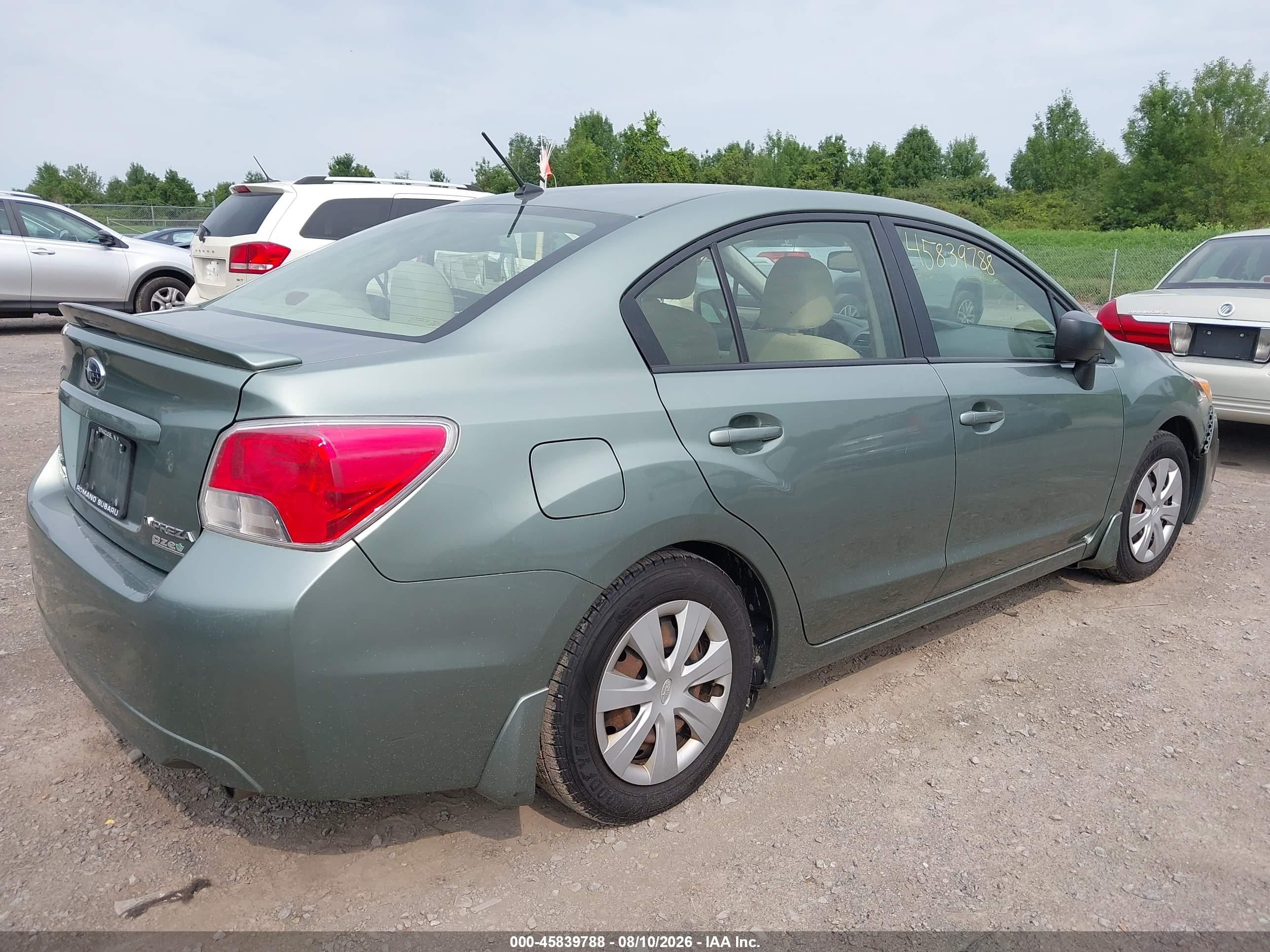 2014 Subaru Impreza 2.0i Зеленый vin: JF1GJAA62EH025002