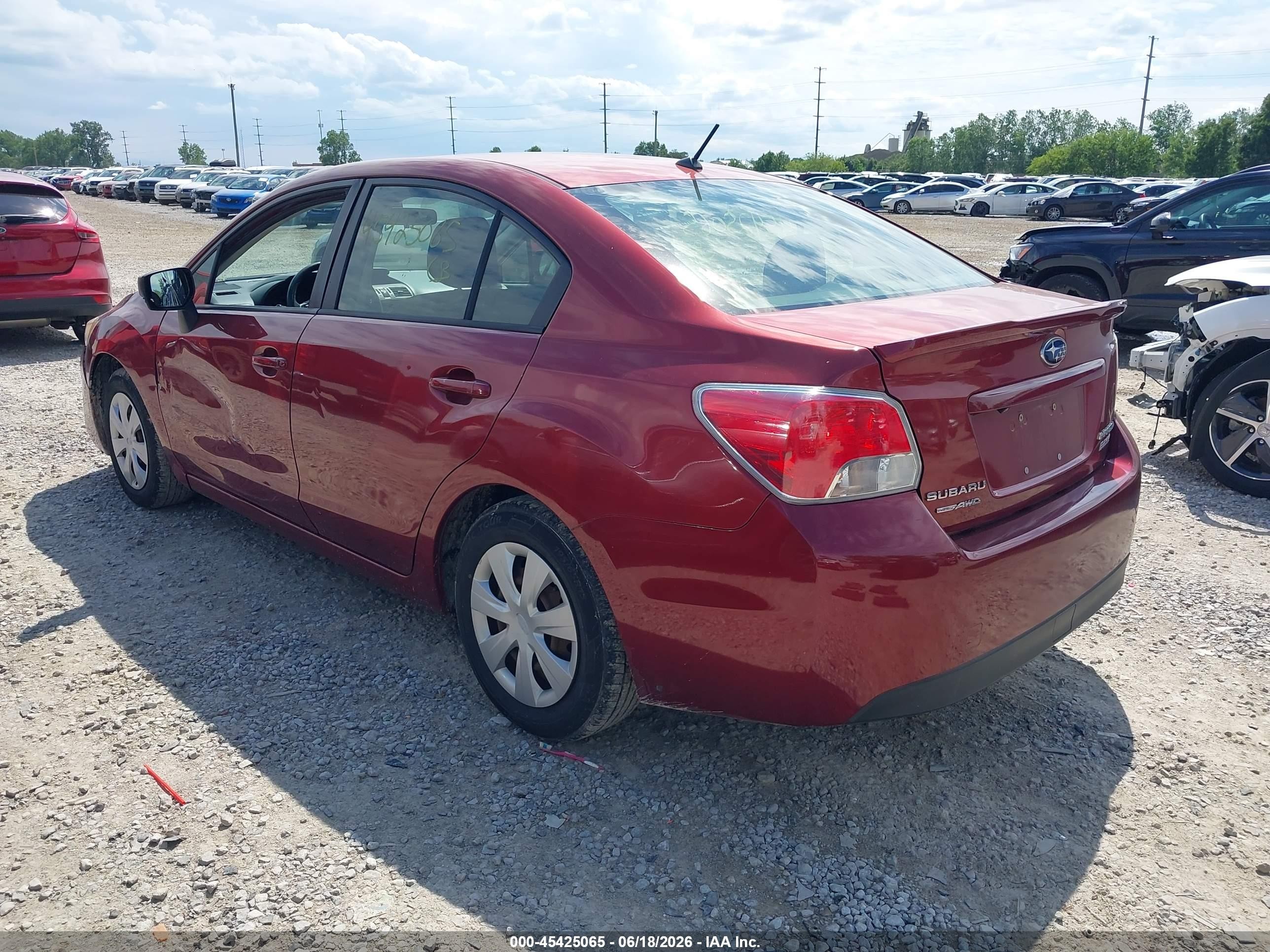 2015 Subaru Impreza 2.0i Maroon vin: JF1GJAA65FH019986
