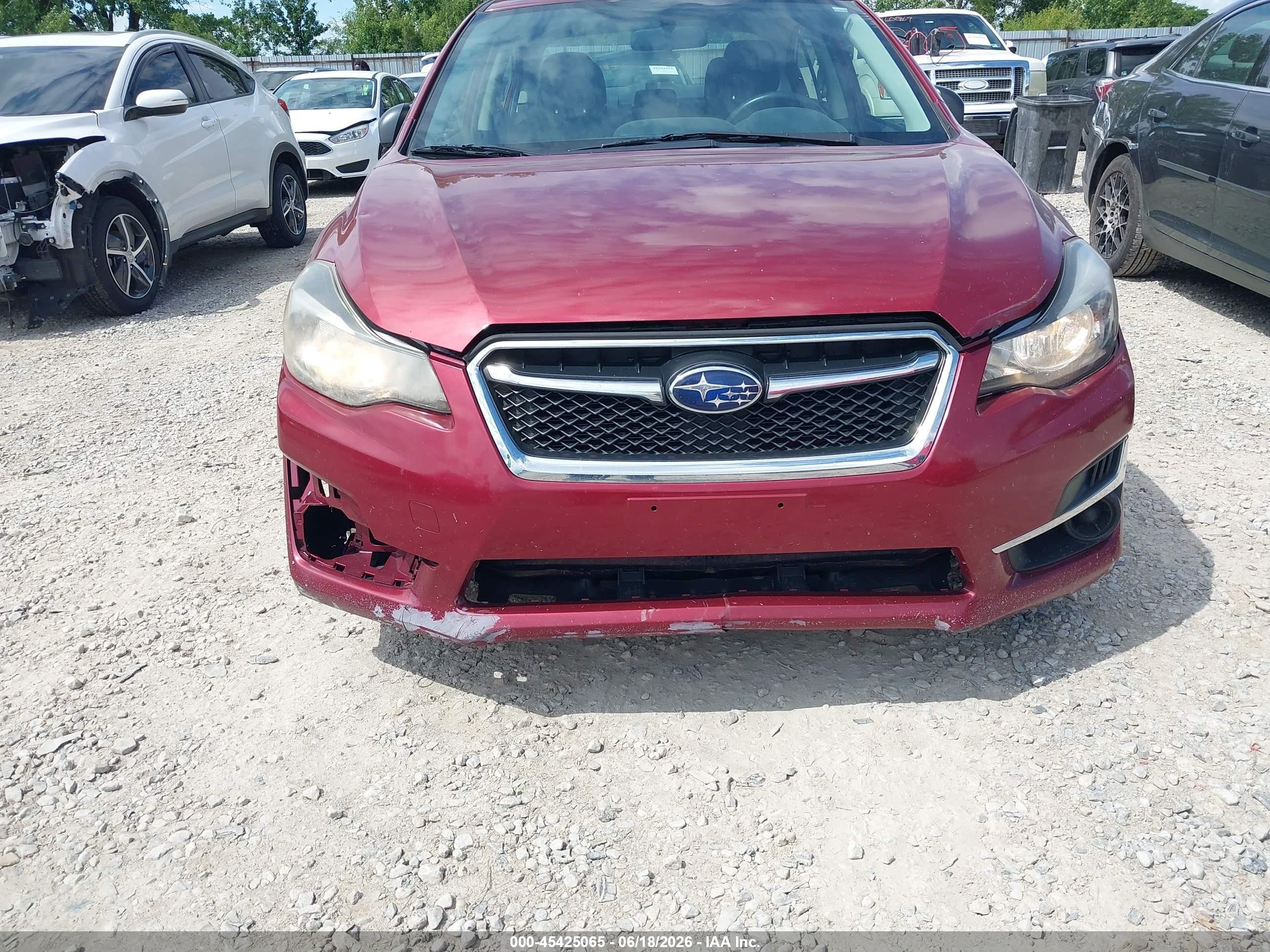 2015 Subaru Impreza 2.0i Maroon vin: JF1GJAA65FH019986