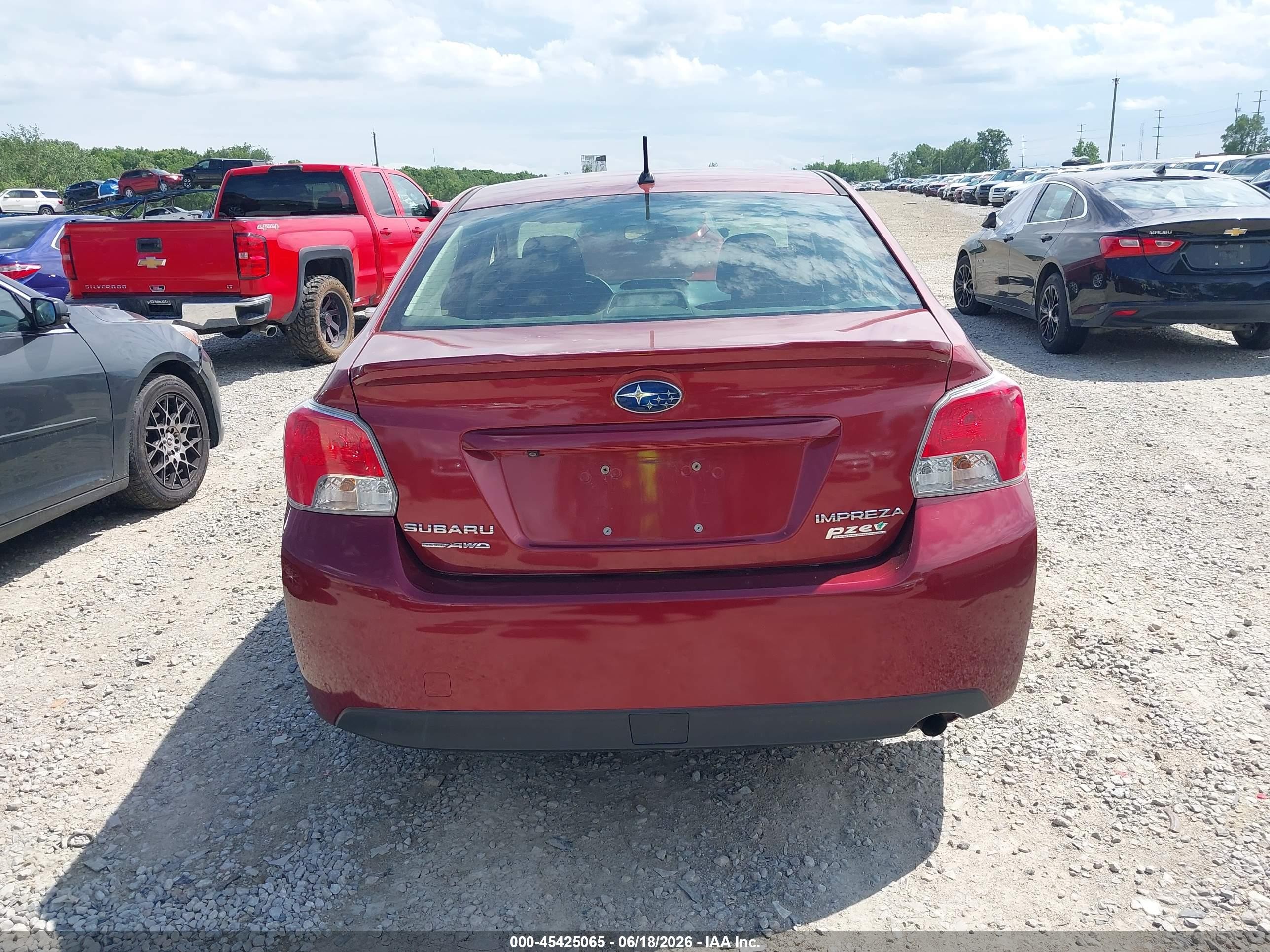 2015 Subaru Impreza 2.0i Maroon vin: JF1GJAA65FH019986