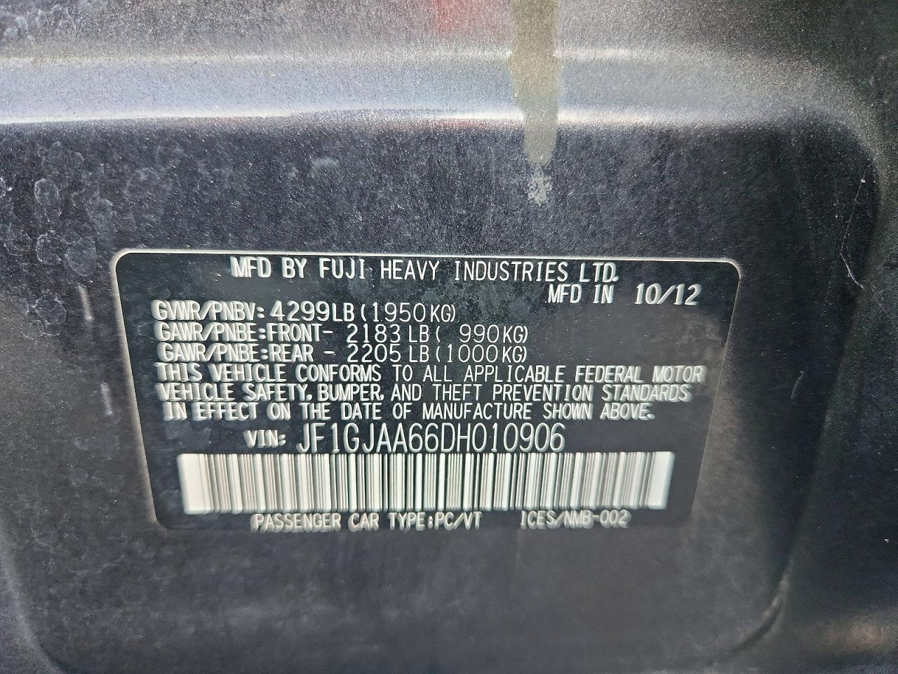 2013 Subaru Impreza Gray vin: JF1GJAA66DH010906