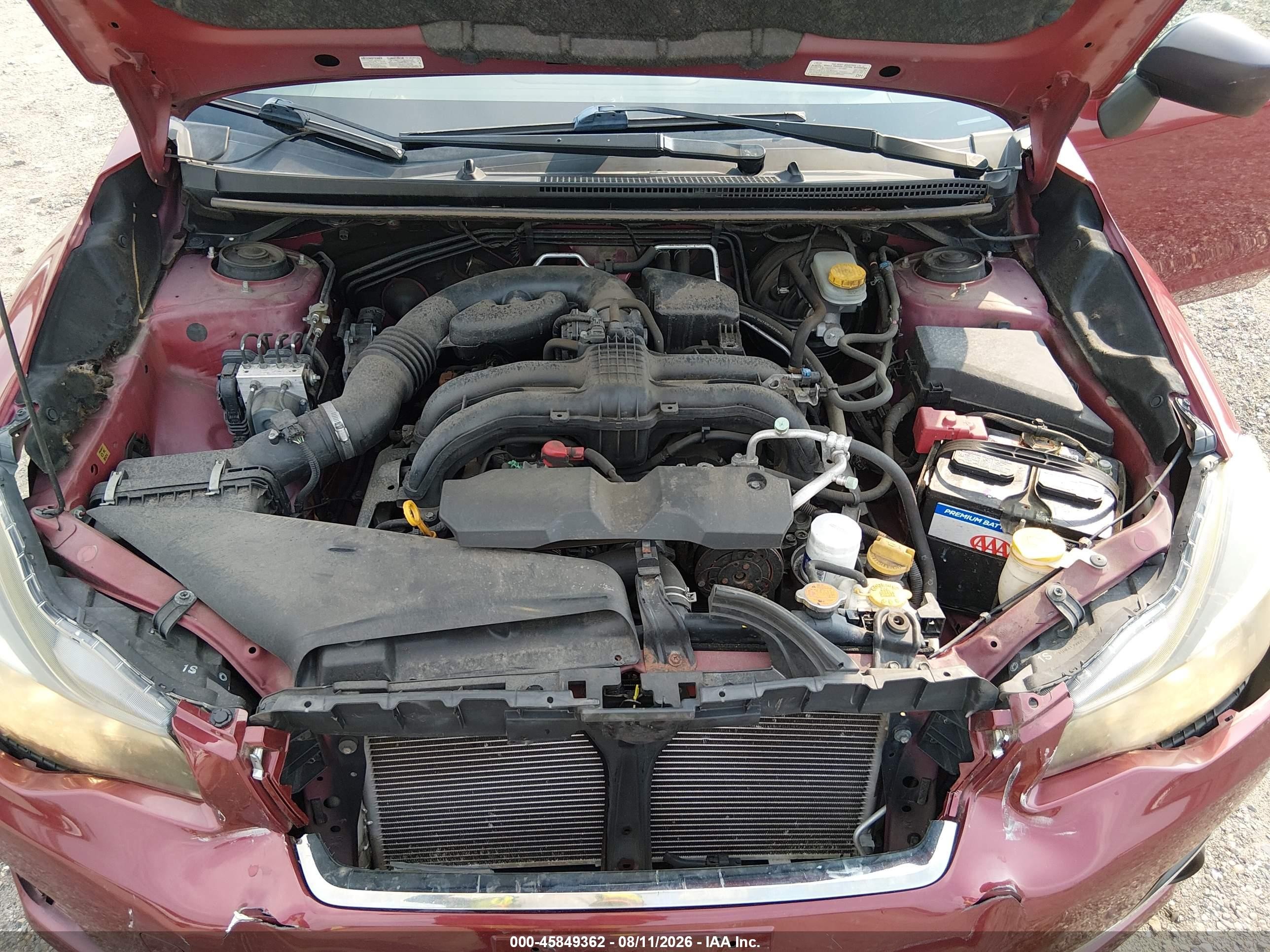 2015 Subaru Impreza 2.0i Burgundy vin: JF1GJAA67FH012439