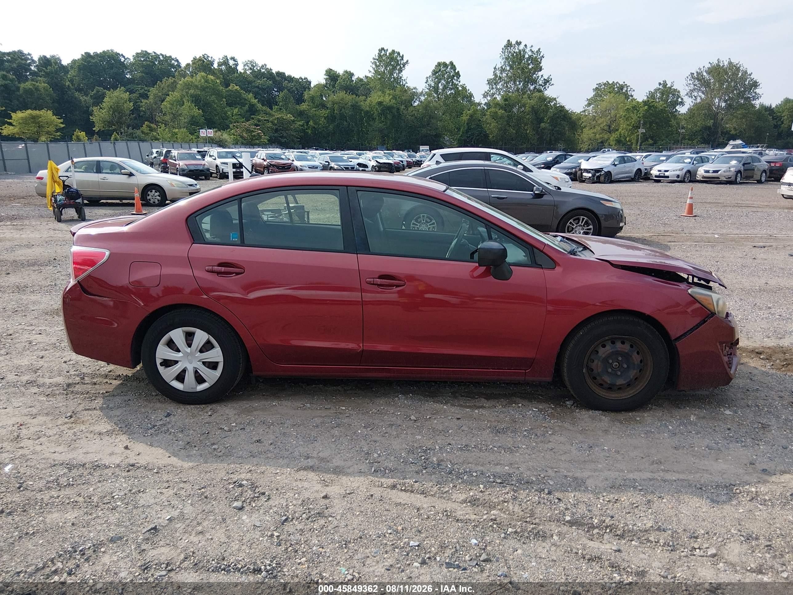 2015 Subaru Impreza 2.0i Burgundy vin: JF1GJAA67FH012439