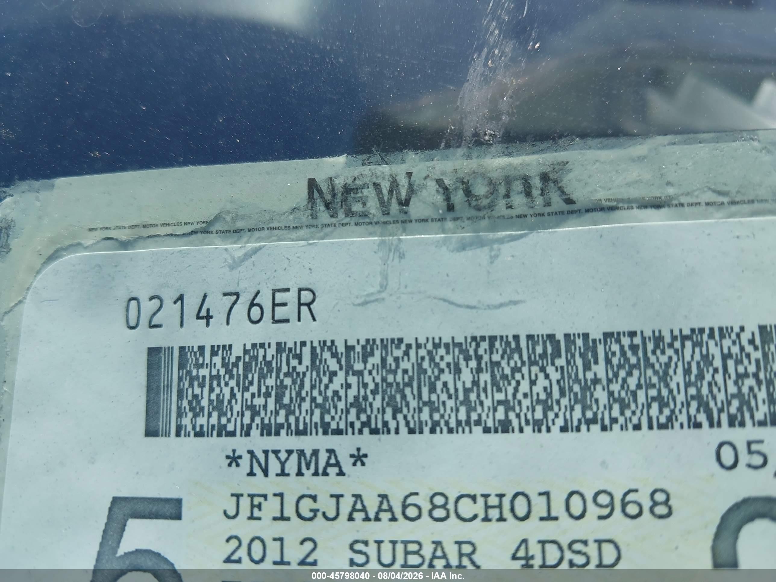 2012 Subaru Impreza 2.0i Синий vin: JF1GJAA68CH010968