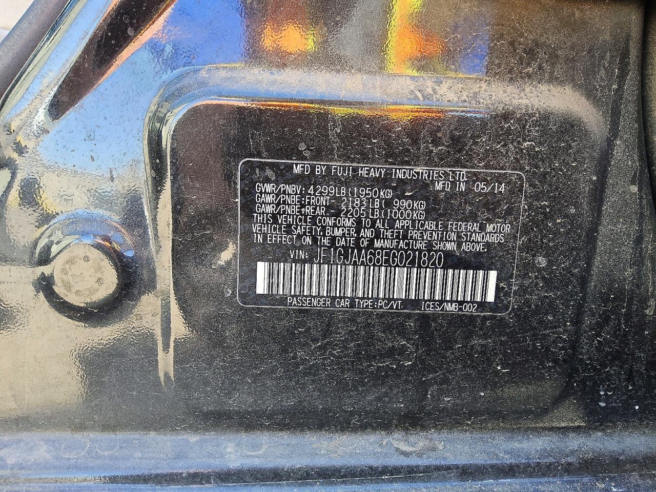 2014 Subaru Impreza Black vin: JF1GJAA68EG021820
