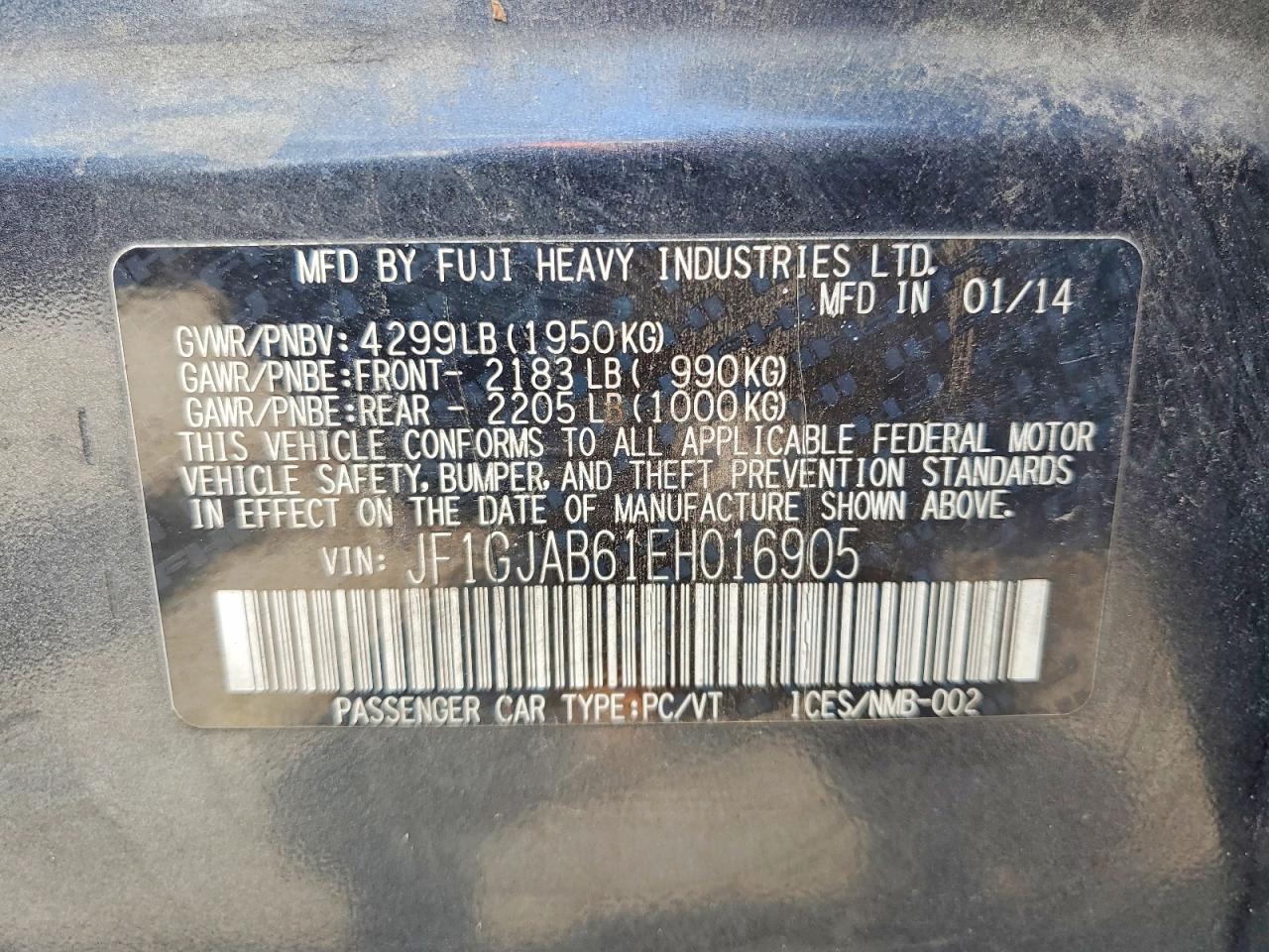 2014 Subaru Impreza Premium Charcoal vin: JF1GJAB61EH016905