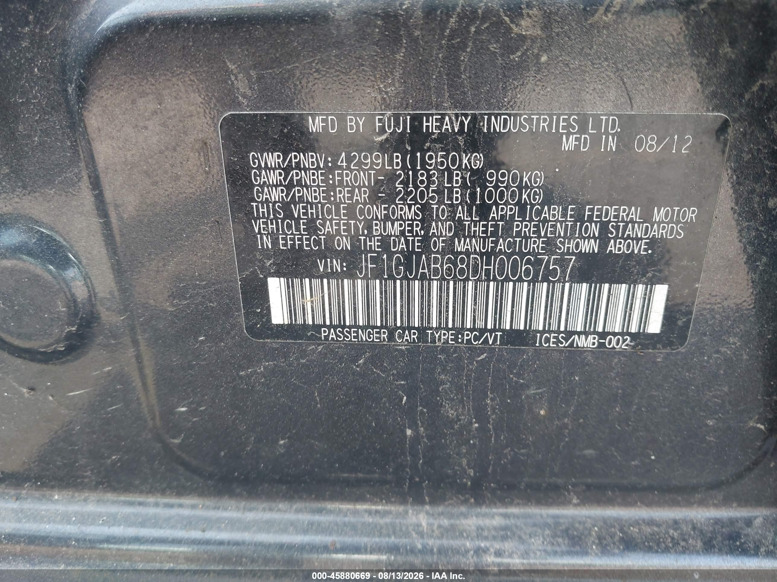 2013 Subaru Impreza 2.0i Premium Gray vin: JF1GJAB68DH006757