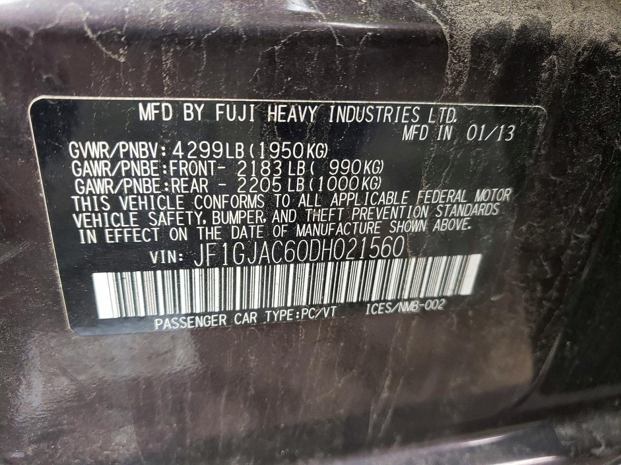2013 Subaru Impreza Premium Burgundy vin: JF1GJAC60DH021560