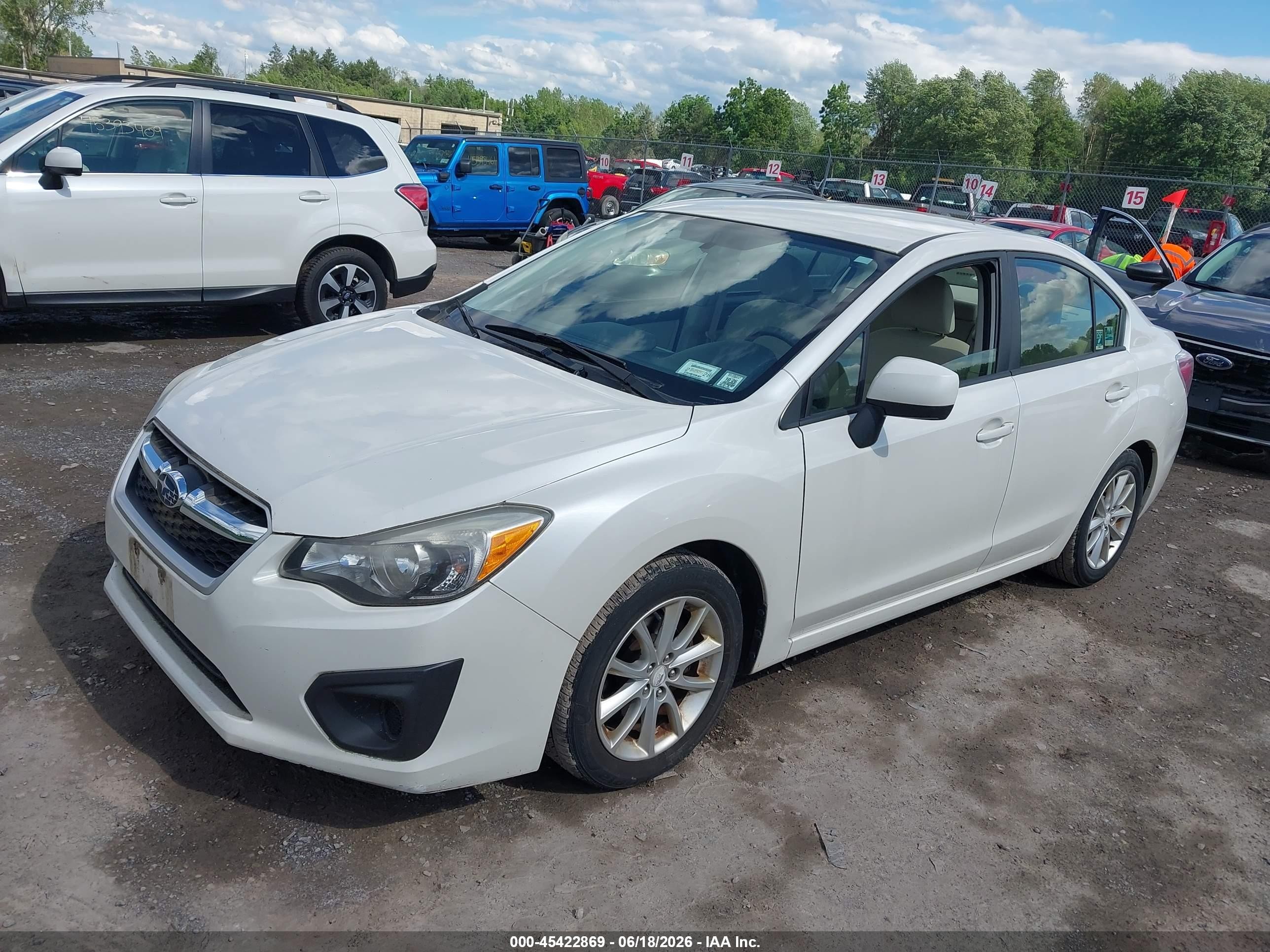 2014 Subaru Impreza 2.0i Premium Белый vin: JF1GJAC60EH018112