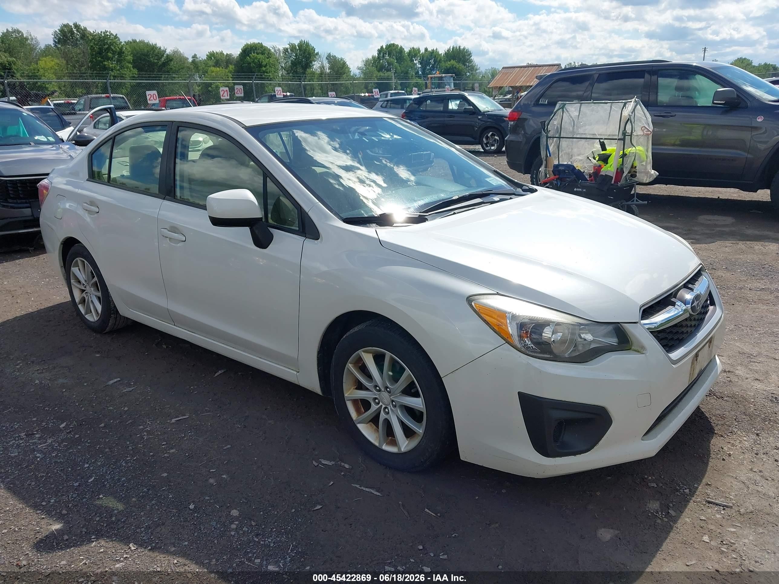 2014 Subaru Impreza 2.0i Premium White vin: JF1GJAC60EH018112