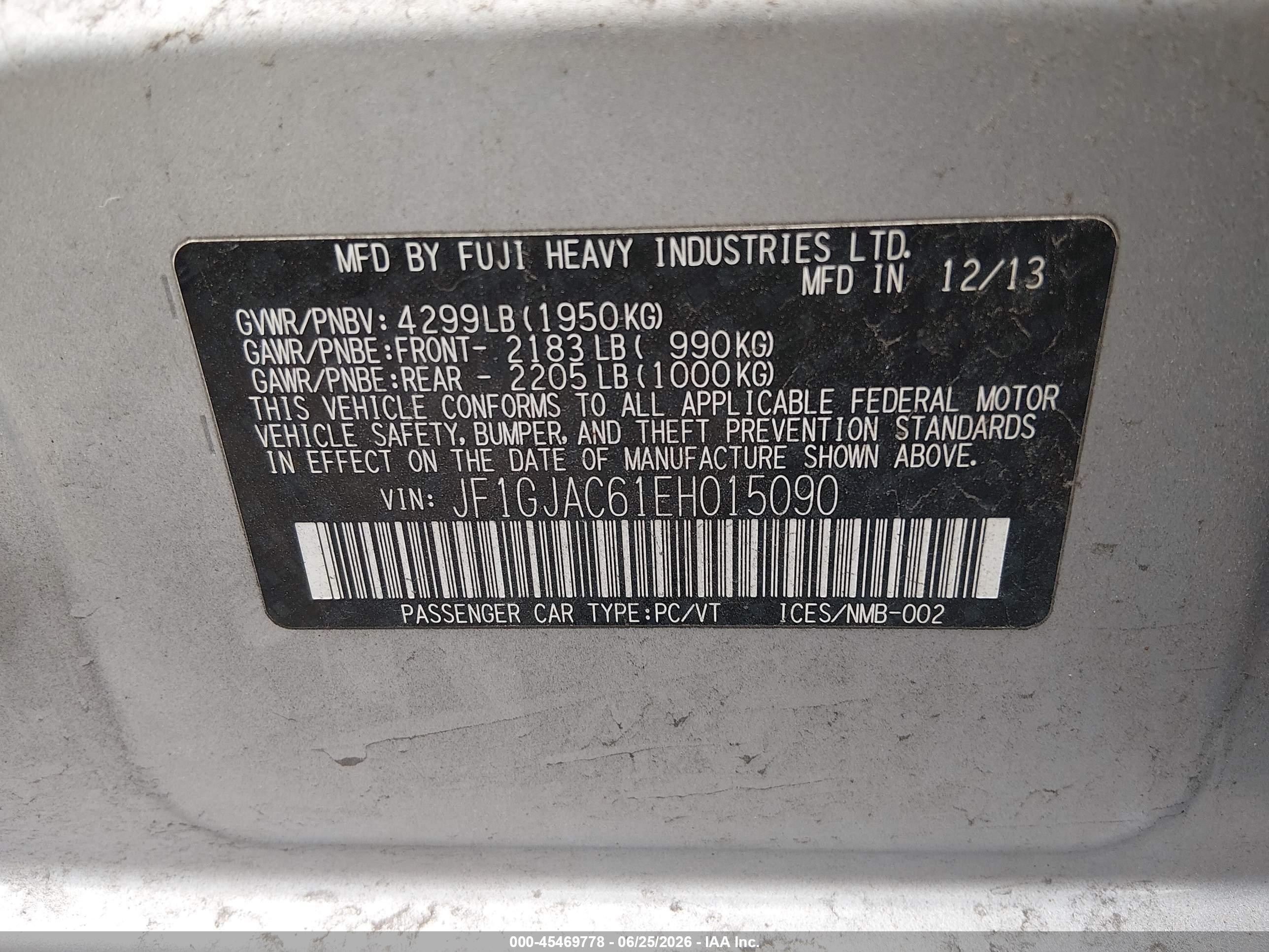 2014 Subaru Impreza 2.0i Premium Gray vin: JF1GJAC61EH015090