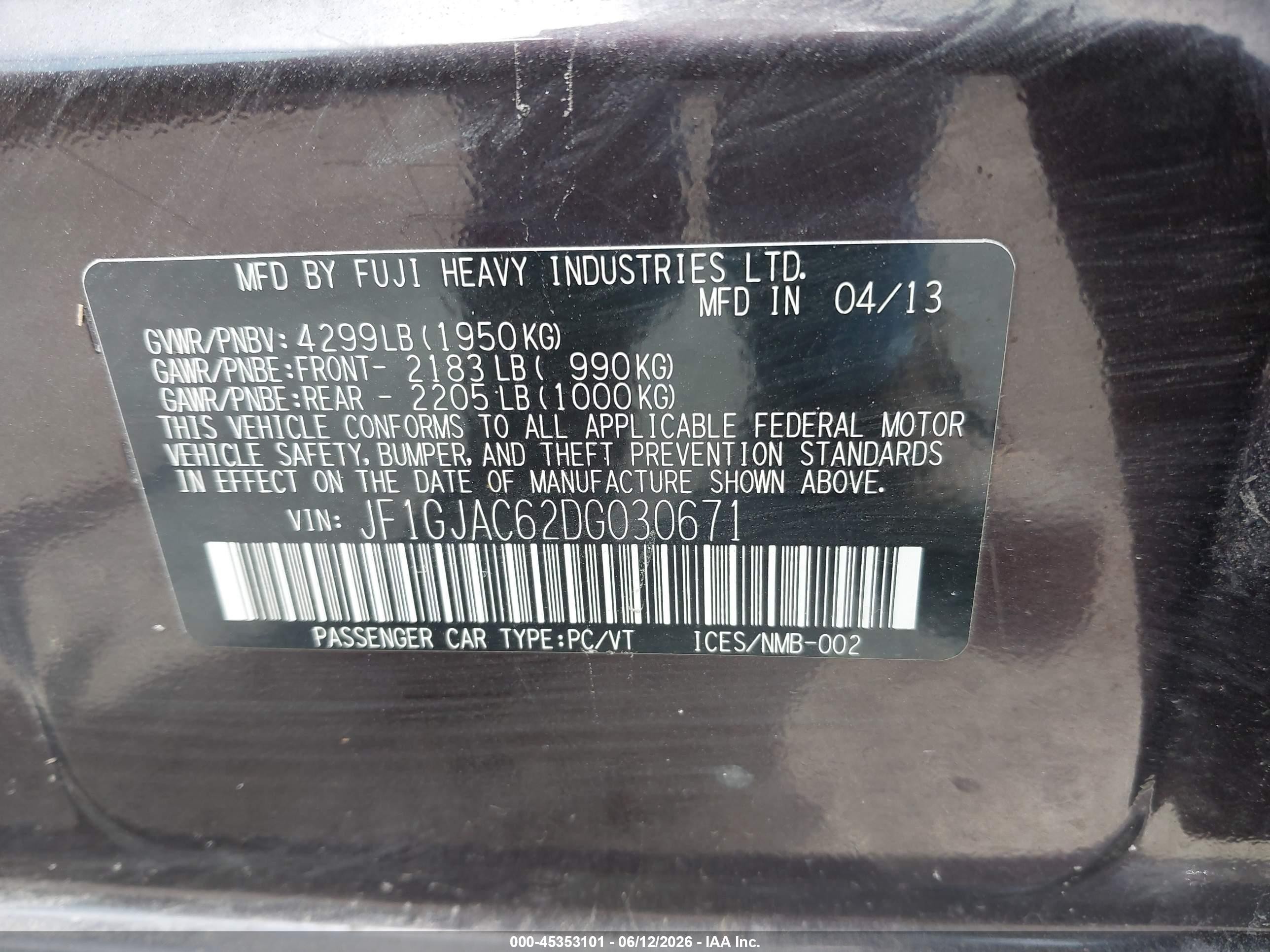 2013 Subaru Impreza 2.0i Premium Burgundy vin: JF1GJAC62DG030671