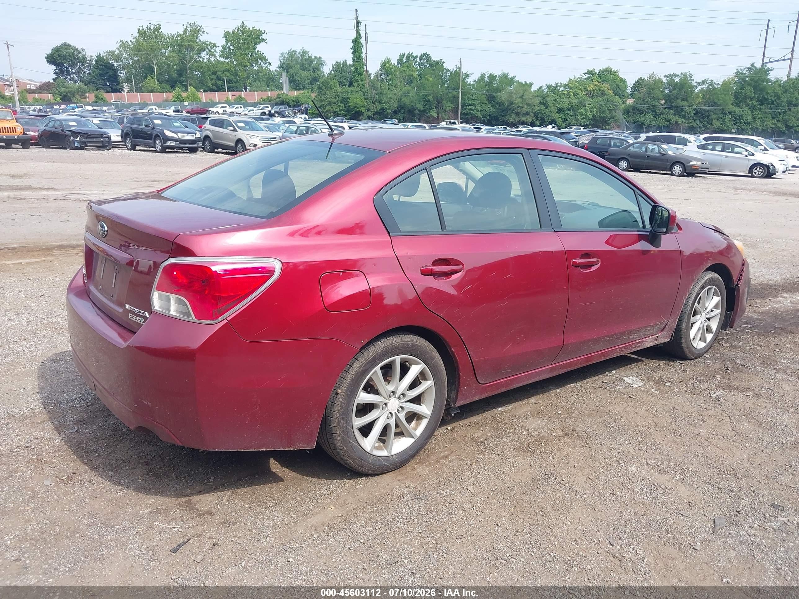 2014 Subaru Impreza 2.0i Premium Red vin: JF1GJAC62EH009282