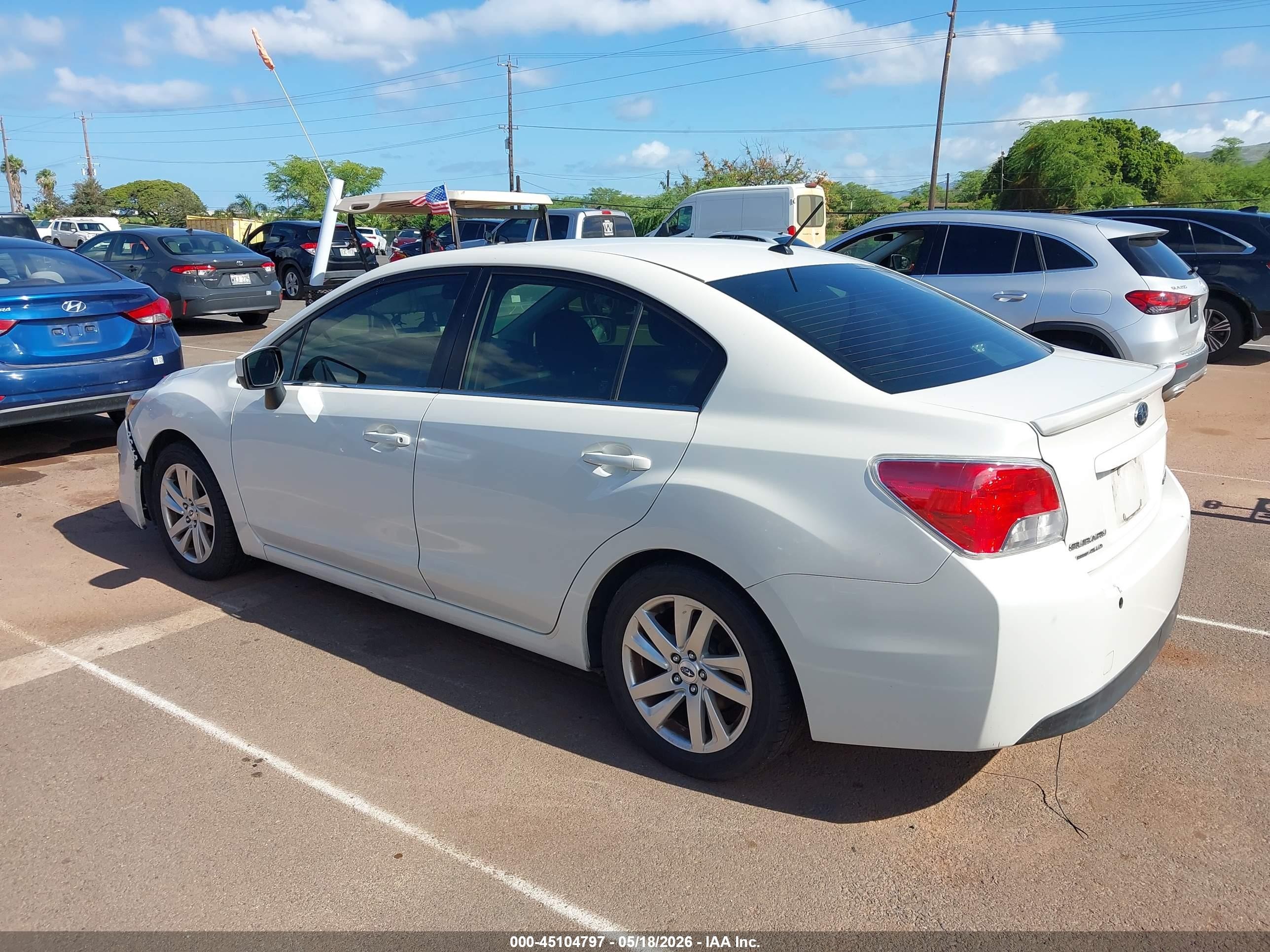 2015 Subaru Impreza 2.0i Premium White vin: JF1GJAC62FH009400