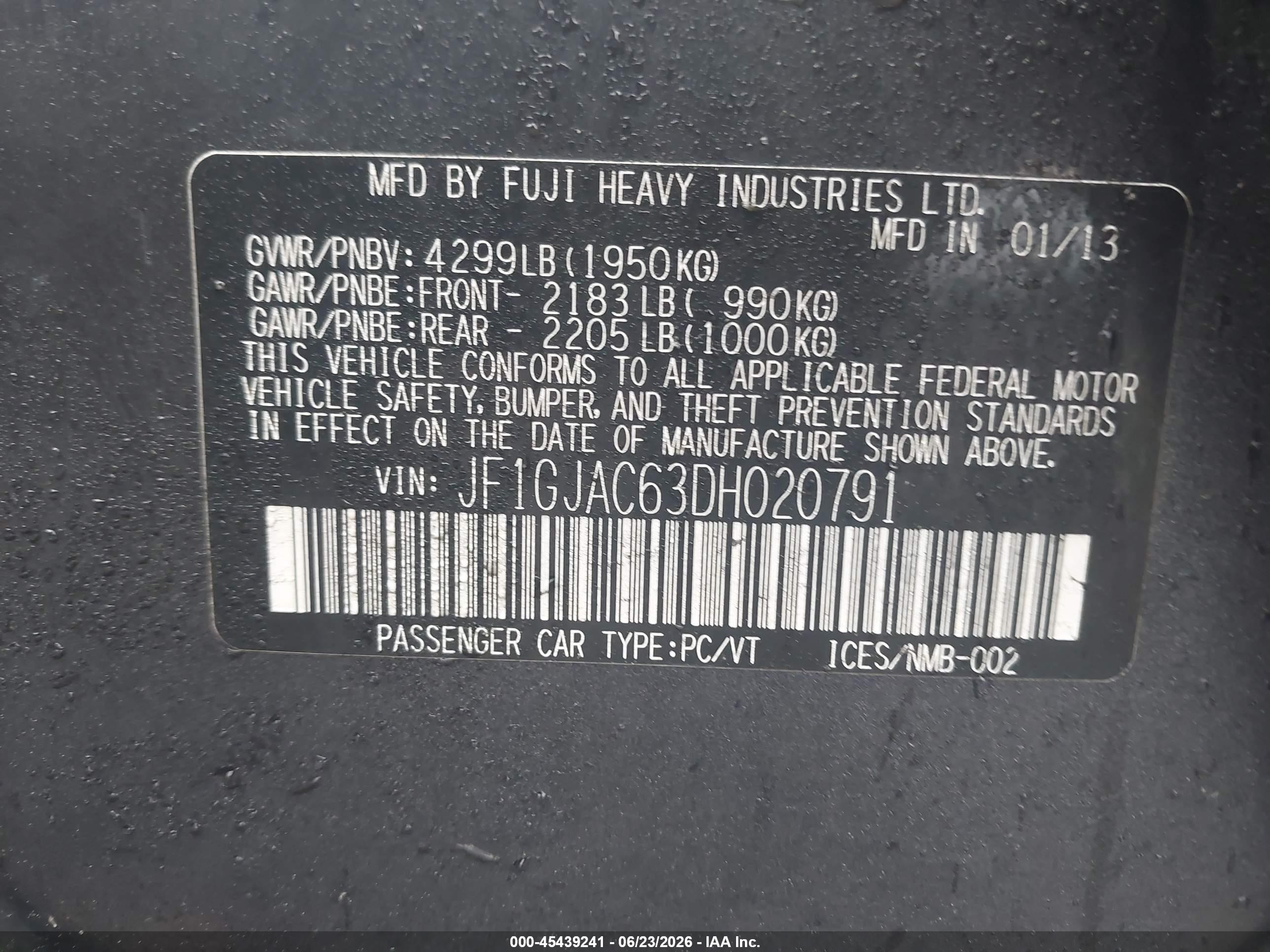 2013 Subaru Impreza 2.0i Premium Gray vin: JF1GJAC63DH020791