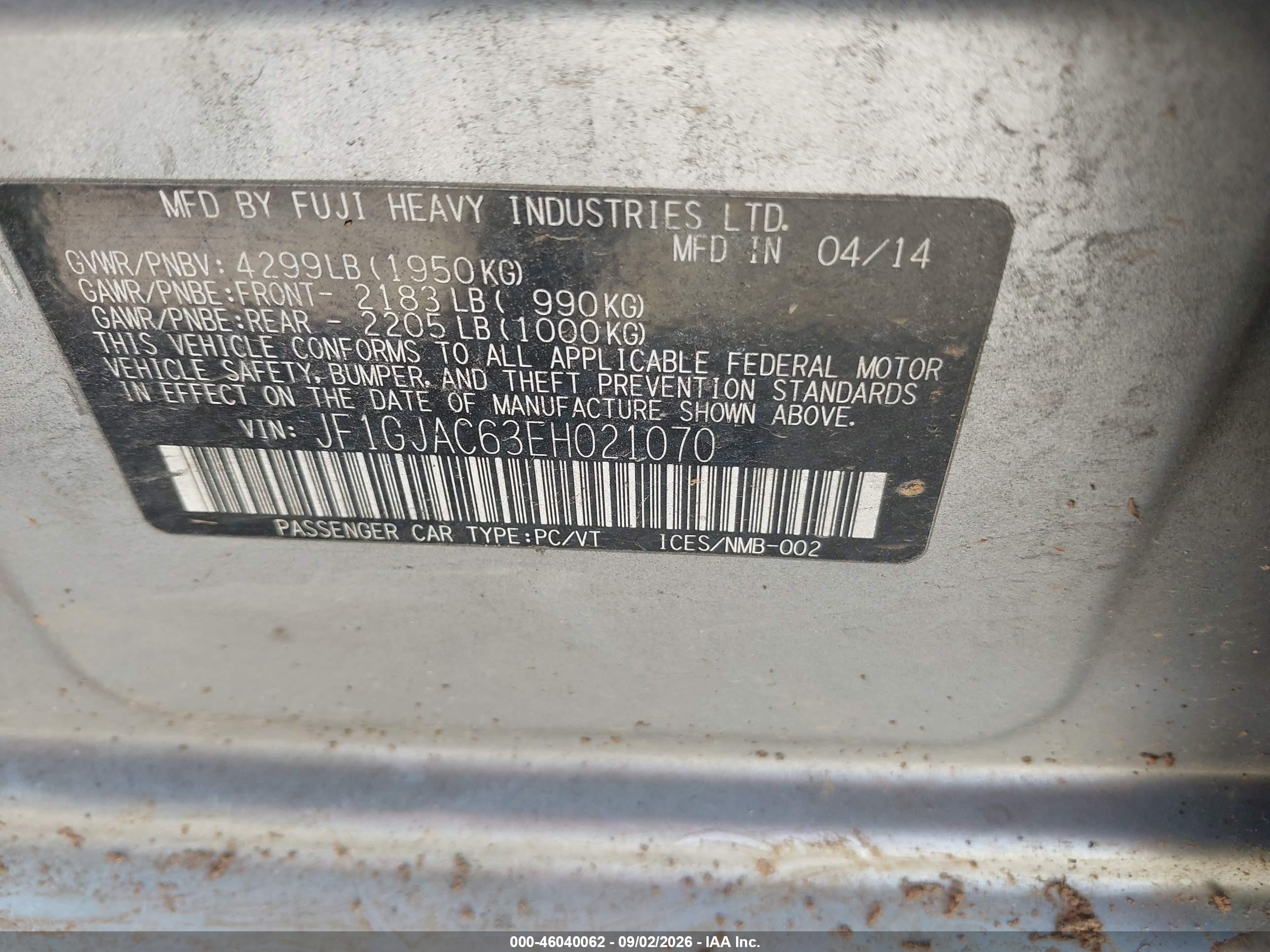 2014 Subaru Impreza 2.0i Premium Silver vin: JF1GJAC63EH021070