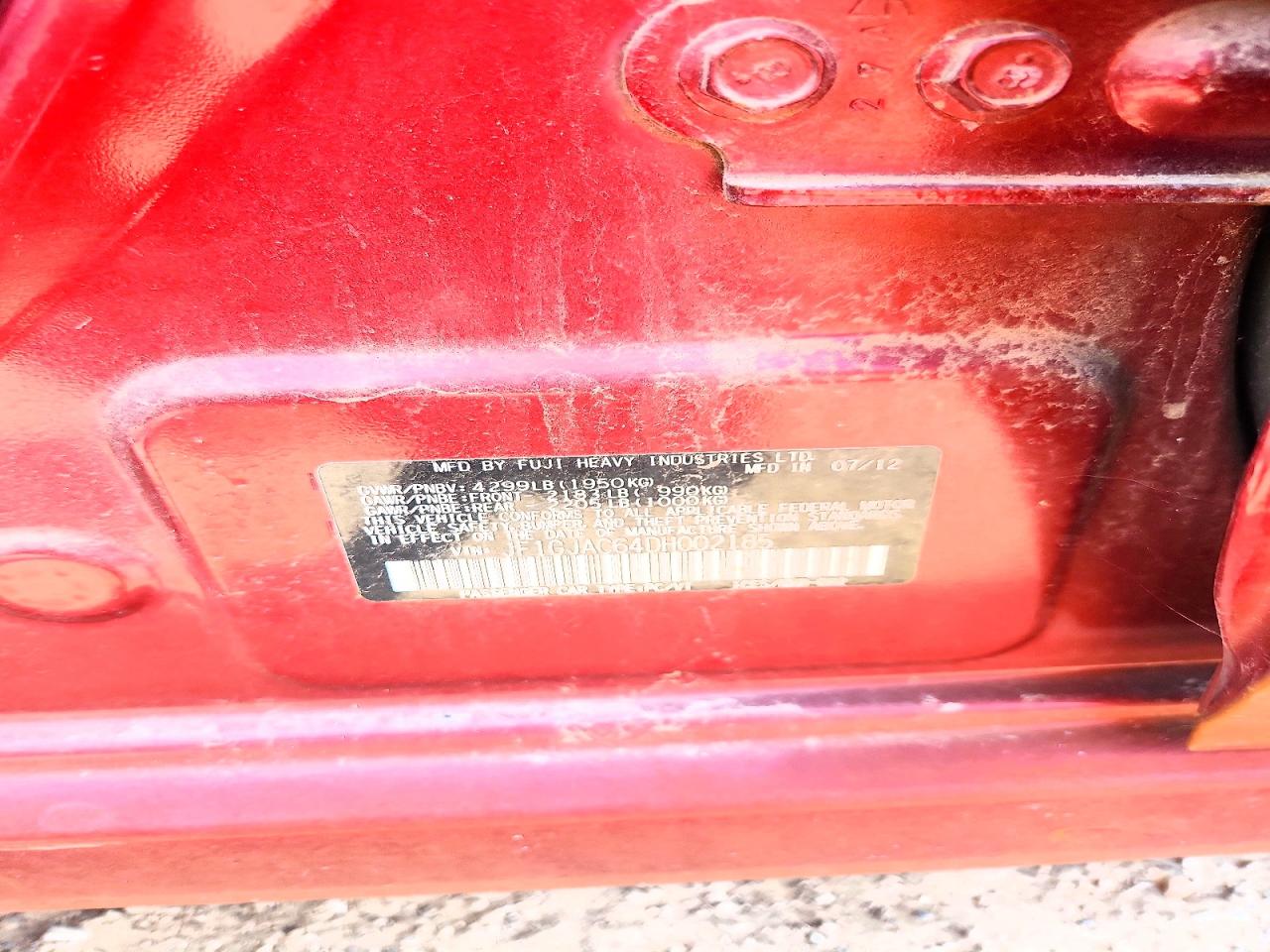 2013 Subaru Impreza Premium Red vin: JF1GJAC64DH002185