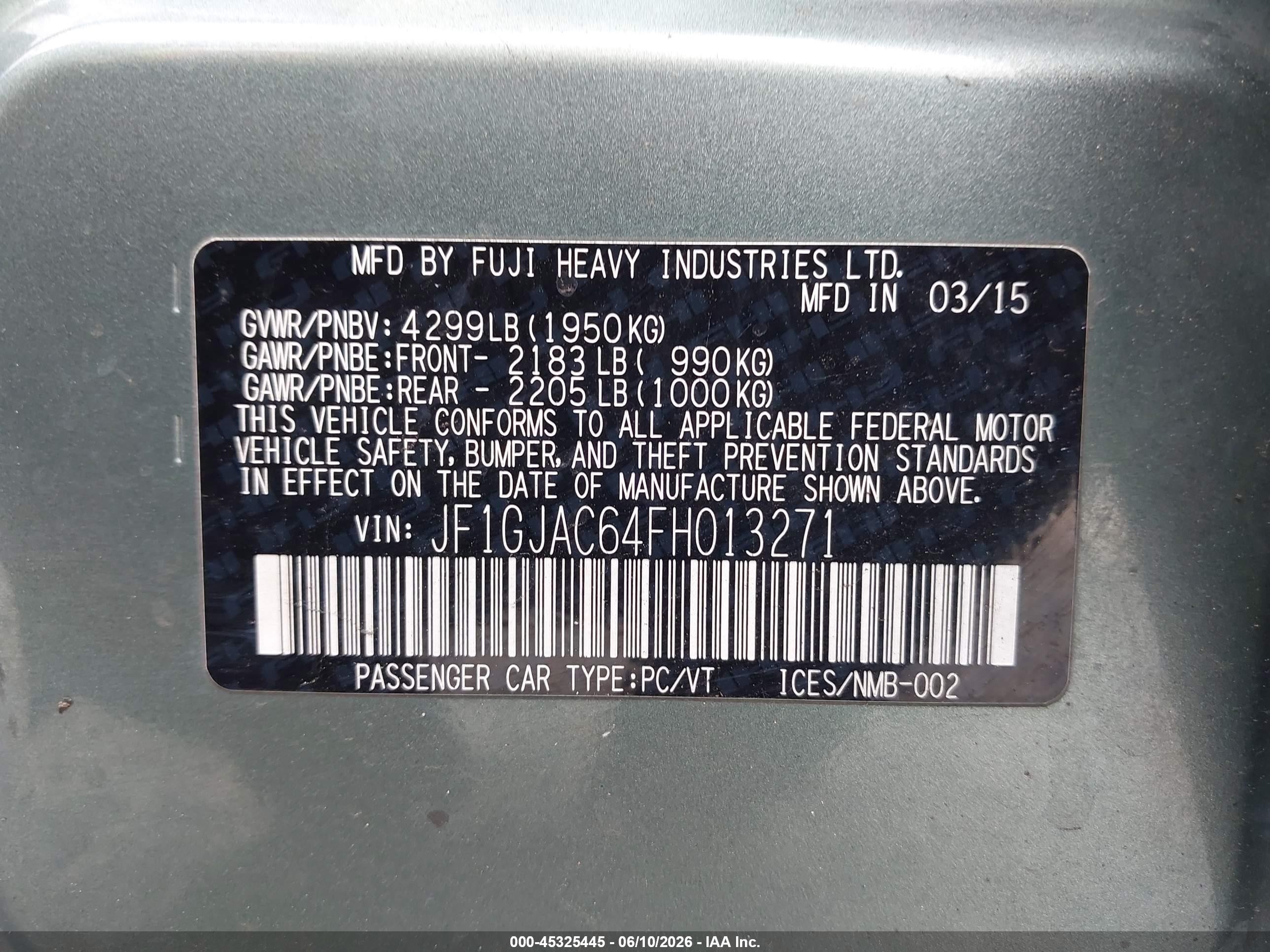2015 Subaru Impreza 2.0i Premium Green vin: JF1GJAC64FH013271